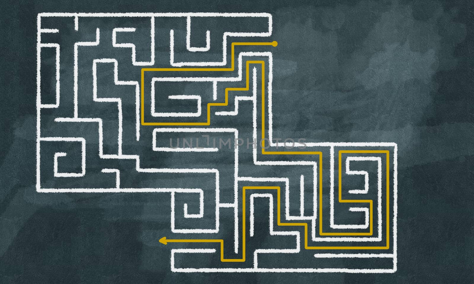 Conceptual image with hand drawn labyrinth pattern