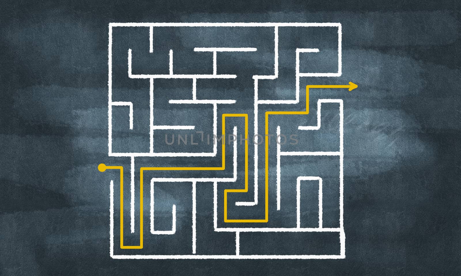 Conceptual image with hand drawn labyrinth pattern