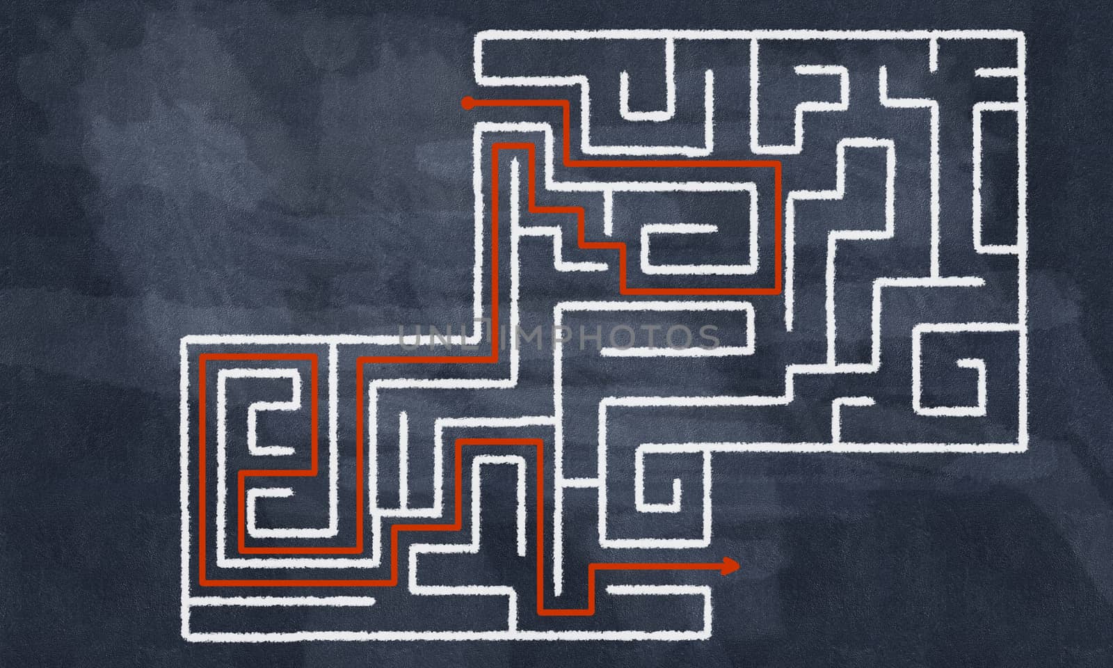 Conceptual image with hand drawn labyrinth pattern