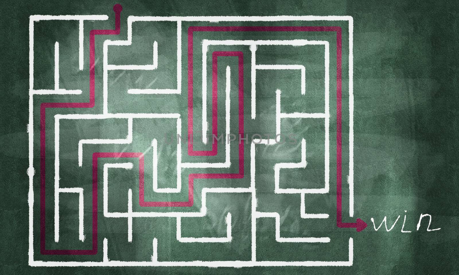 Conceptual image with hand drawn labyrinth pattern