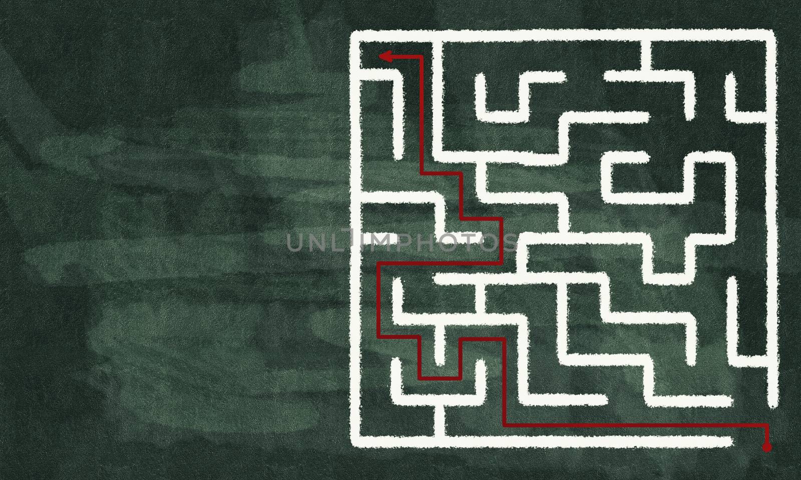 Conceptual image with hand drawn labyrinth pattern