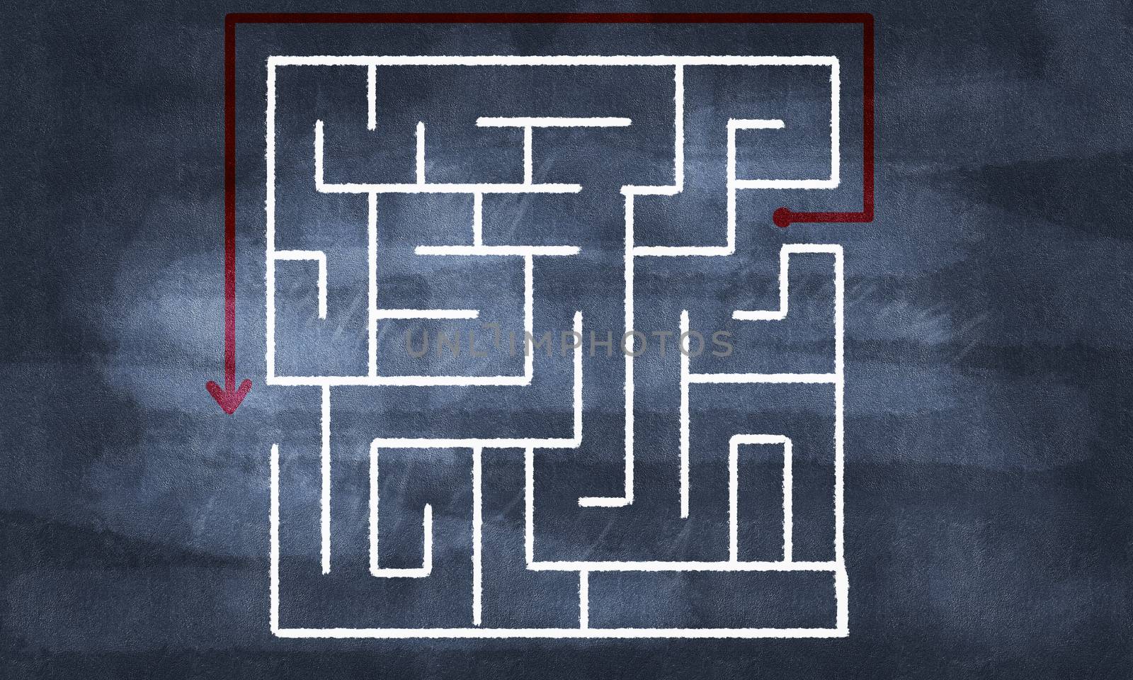Conceptual image with hand drawn labyrinth pattern