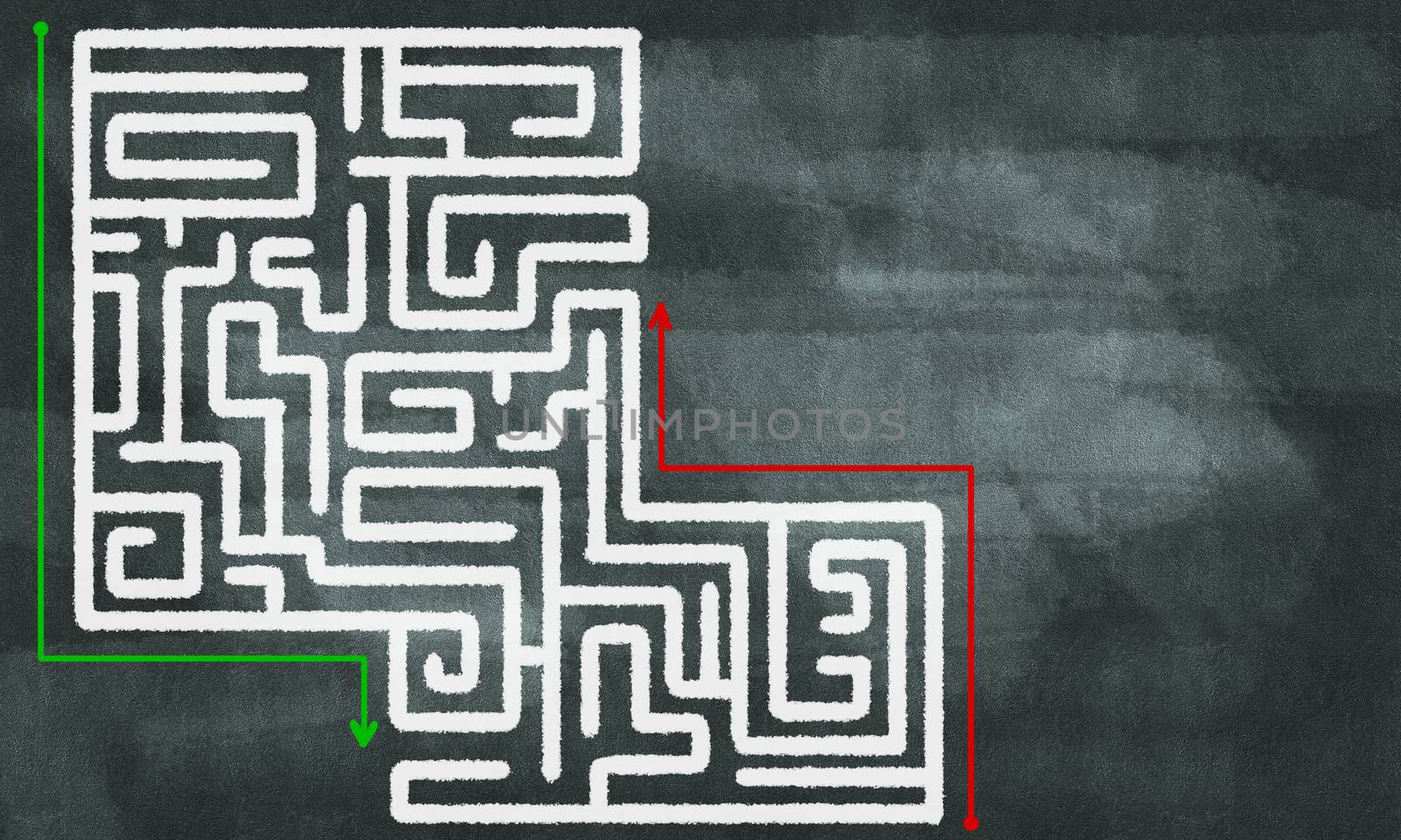 Conceptual image with hand drawn labyrinth pattern