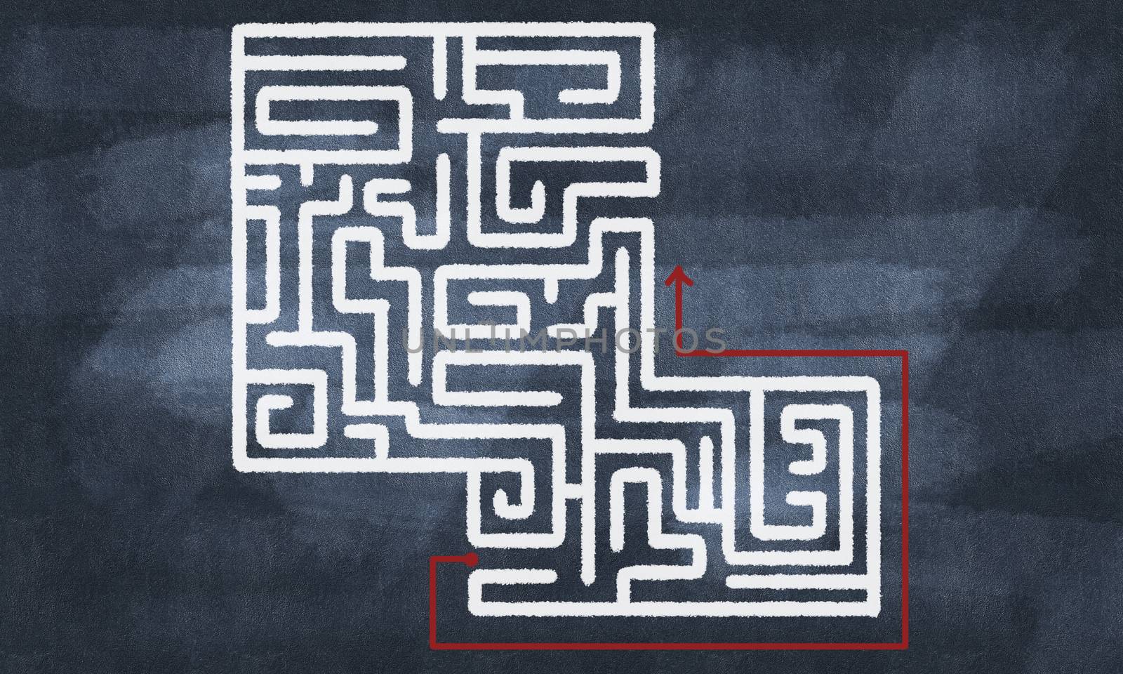Conceptual image with hand drawn labyrinth pattern