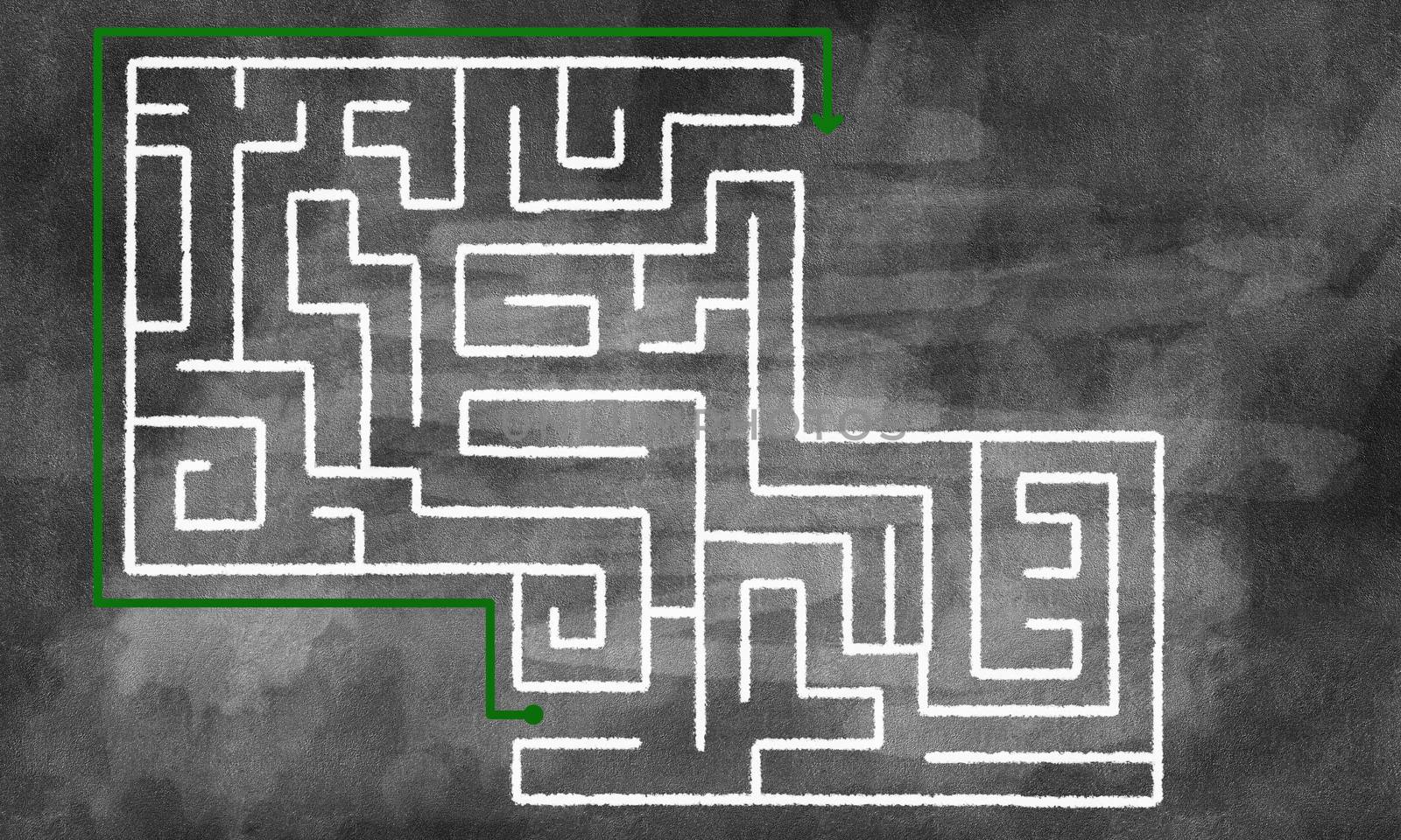 Conceptual image with hand drawn labyrinth pattern