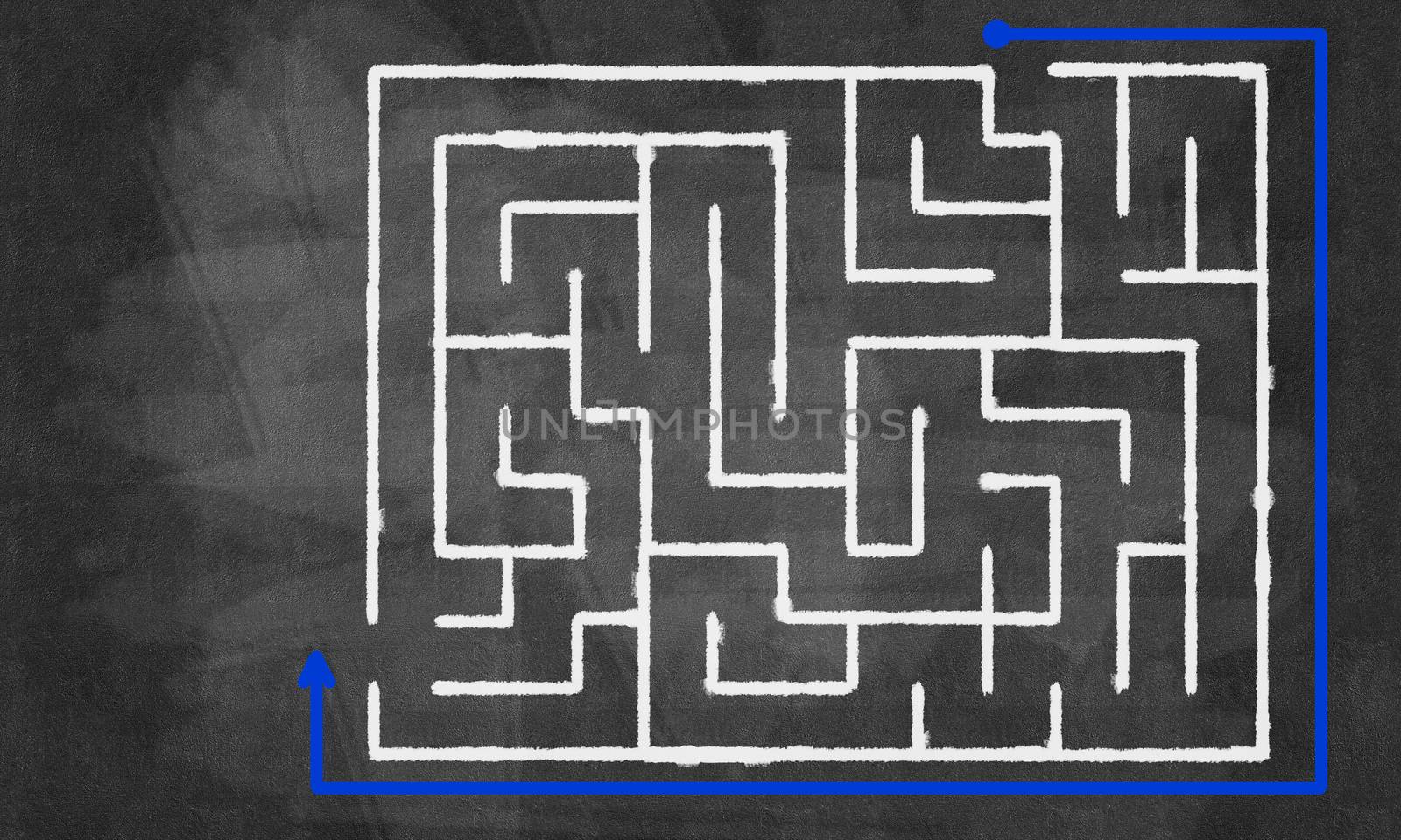 Conceptual image with hand drawn labyrinth pattern