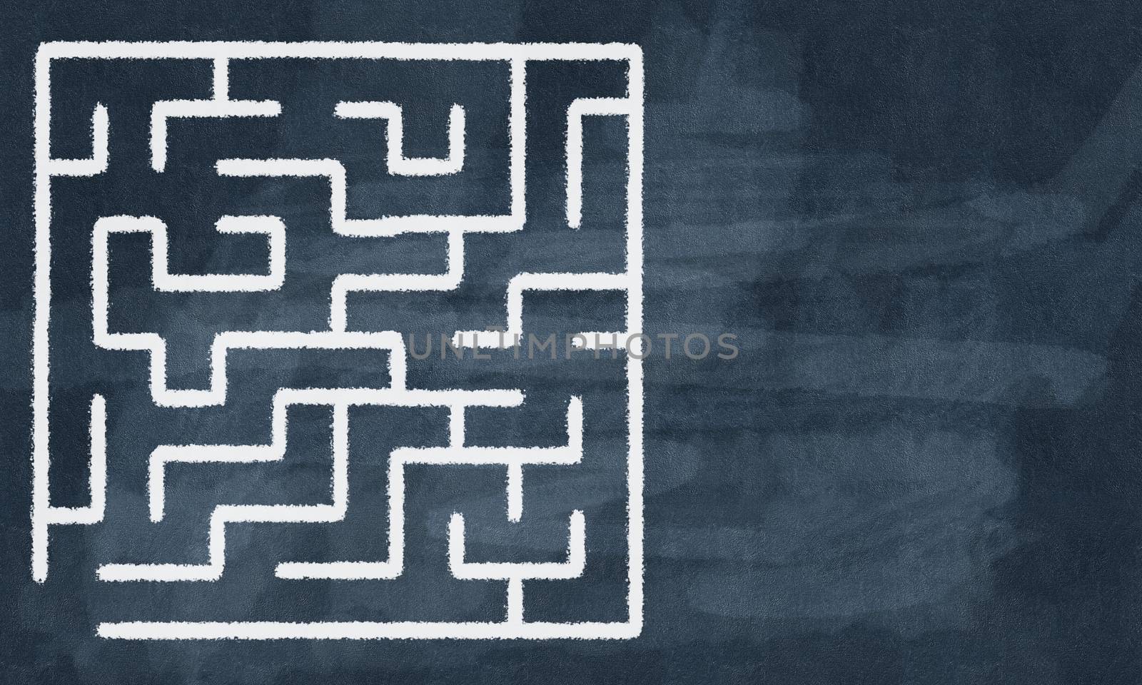 Conceptual image with hand drawn labyrinth pattern