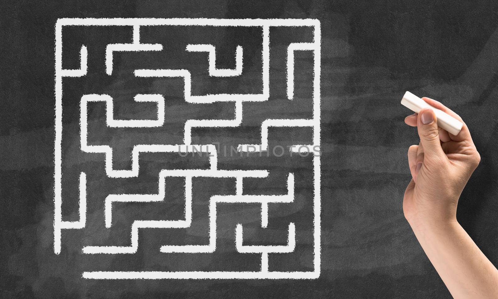Conceptual image with hand drawning labyrinth pattern