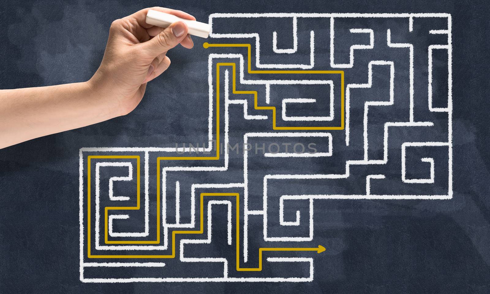 Conceptual image with hand drawning labyrinth pattern