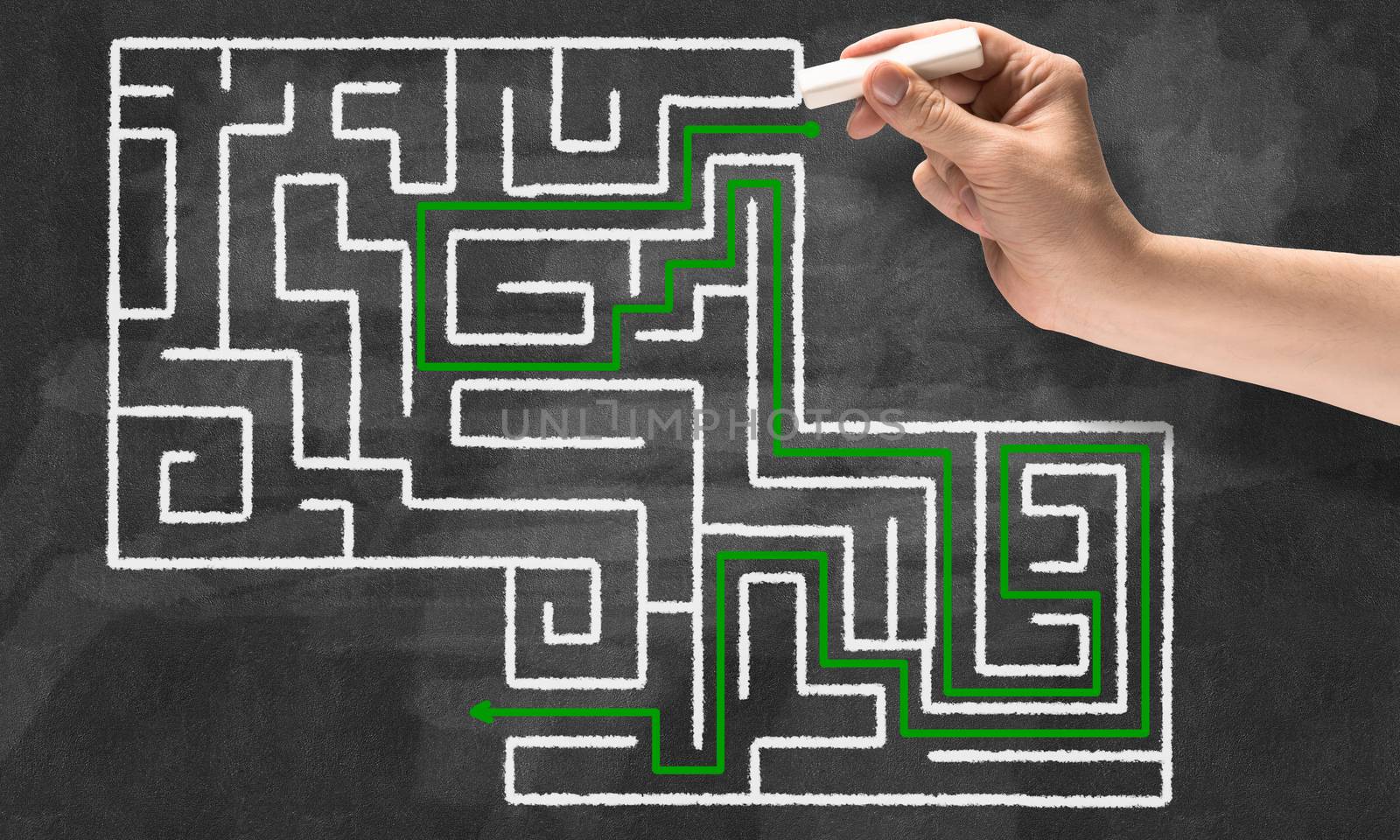Conceptual image with hand drawning labyrinth pattern