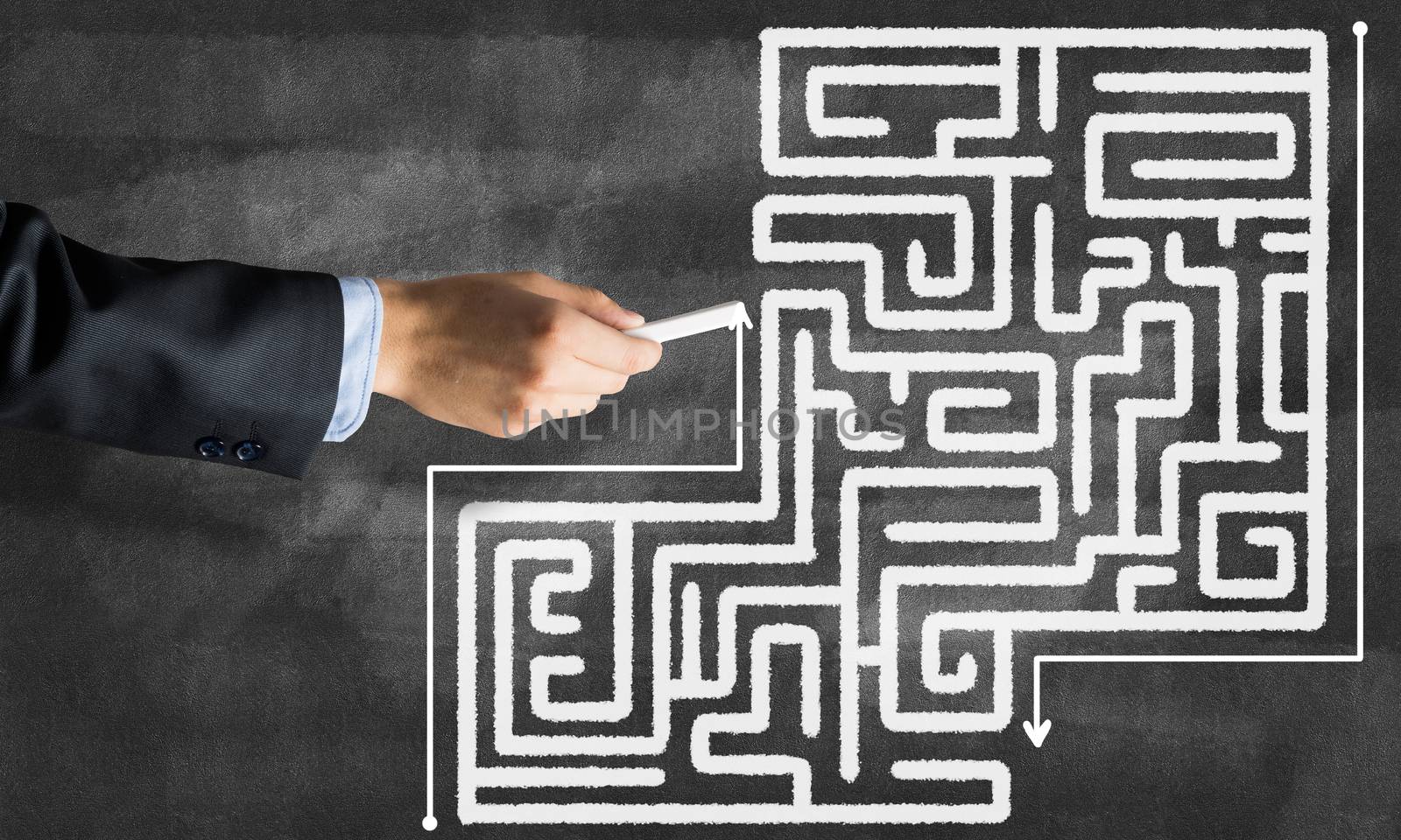 Conceptual image with hand drawning labyrinth pattern