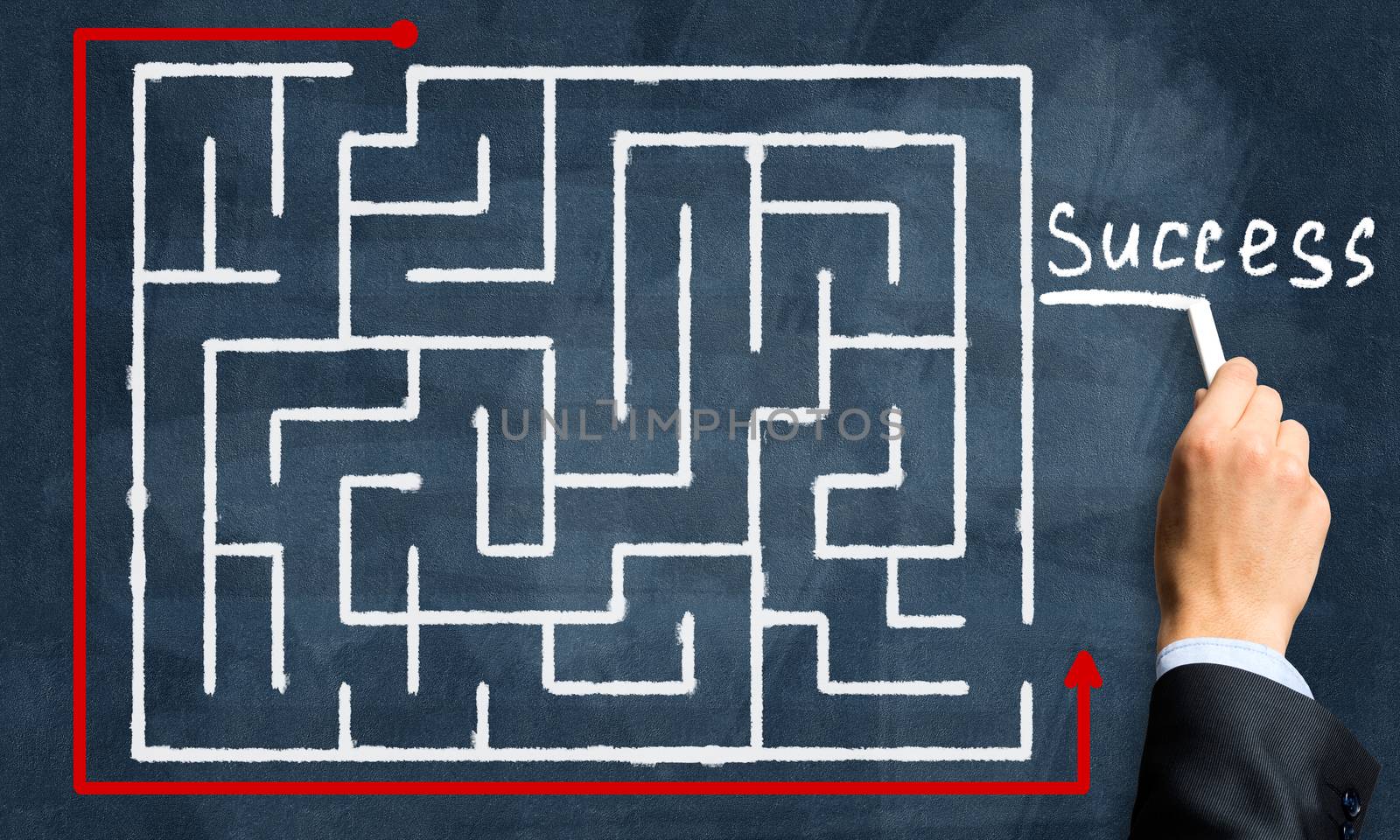 Conceptual image with hand drawning labyrinth pattern