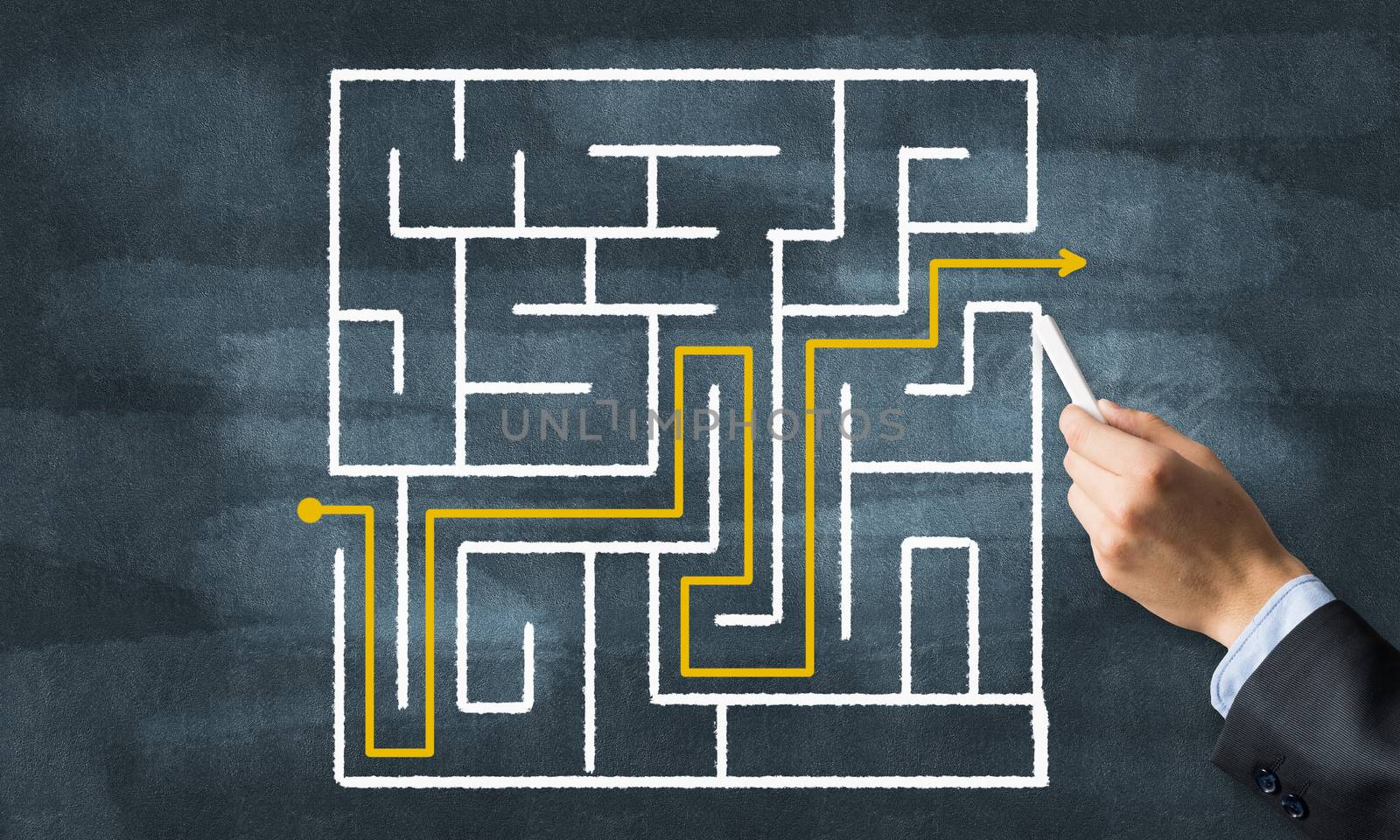 Conceptual image with hand drawning labyrinth pattern