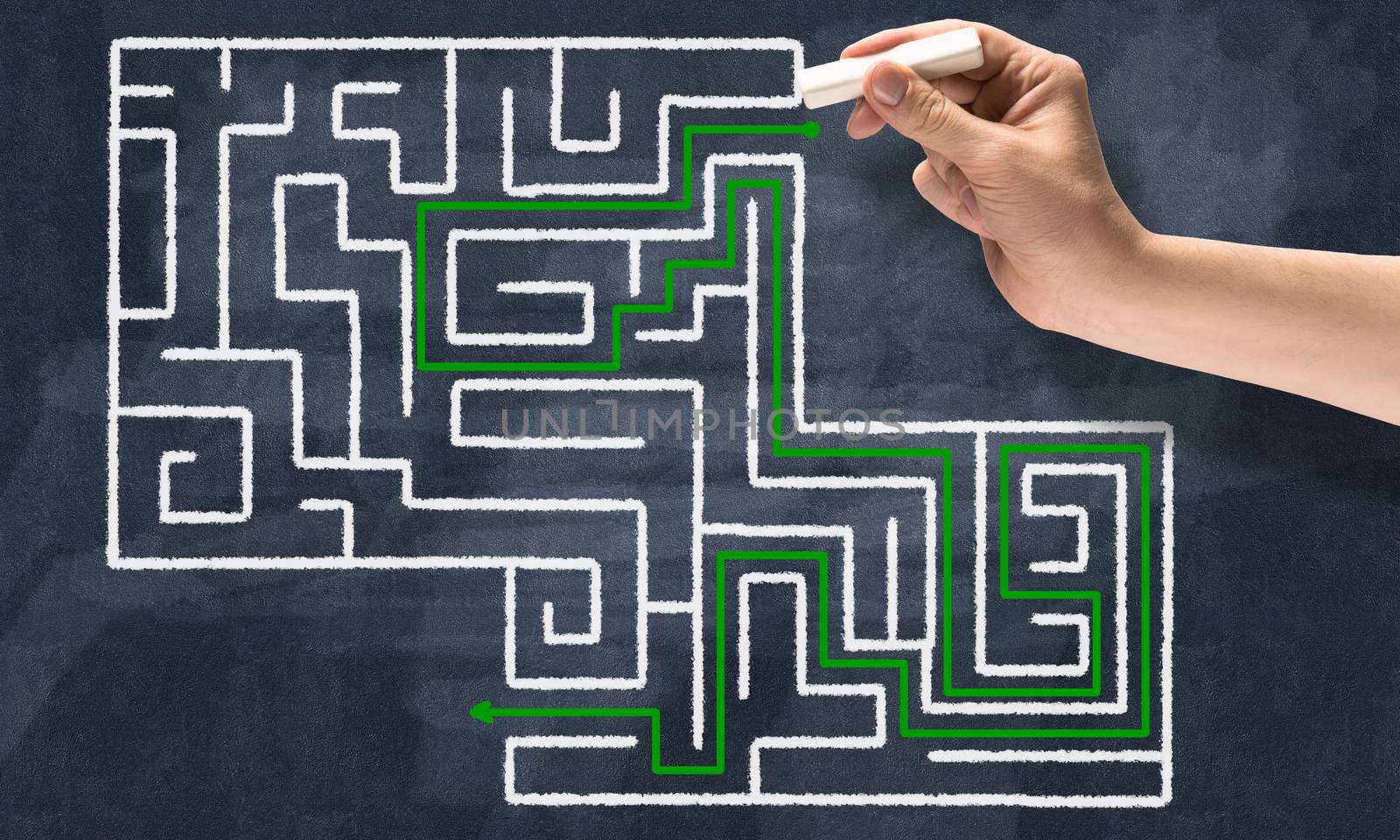 Conceptual image with hand drawning labyrinth pattern