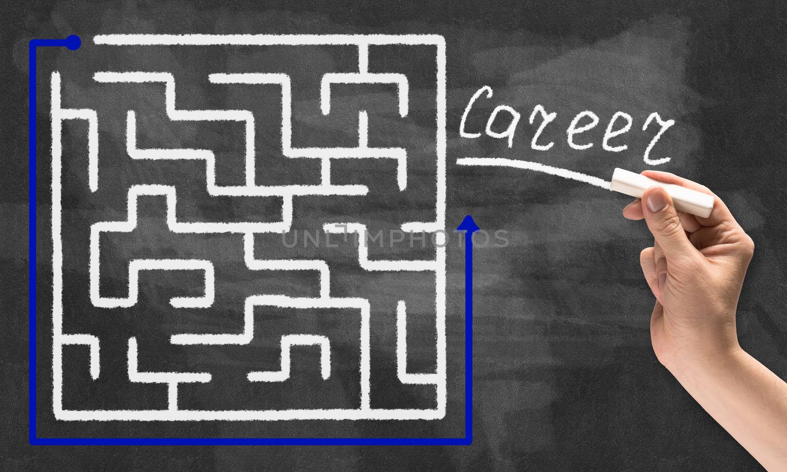 Conceptual image with hand drawning labyrinth pattern