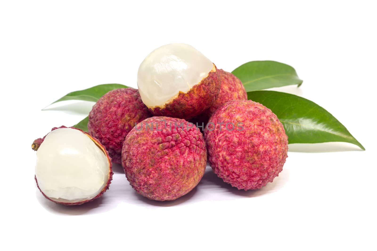 fresh fruit lychee on white background by rakoptonLPN