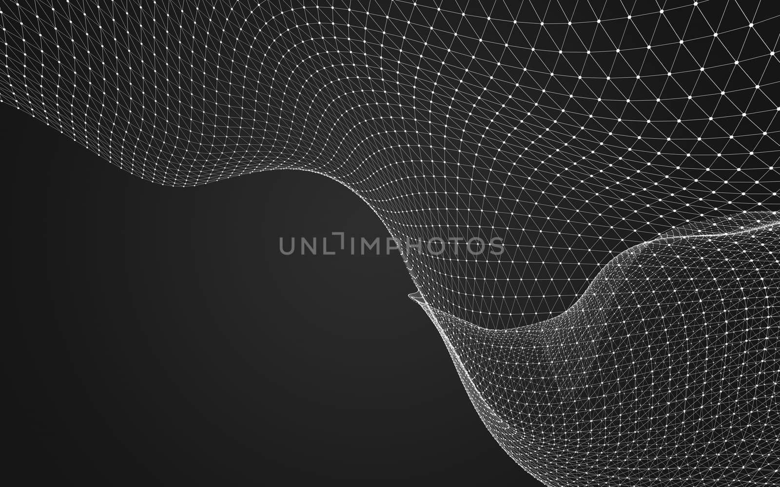 Abstract polygonal space low poly dark background with connecting dots and lines. Connection structure. 3d rendering