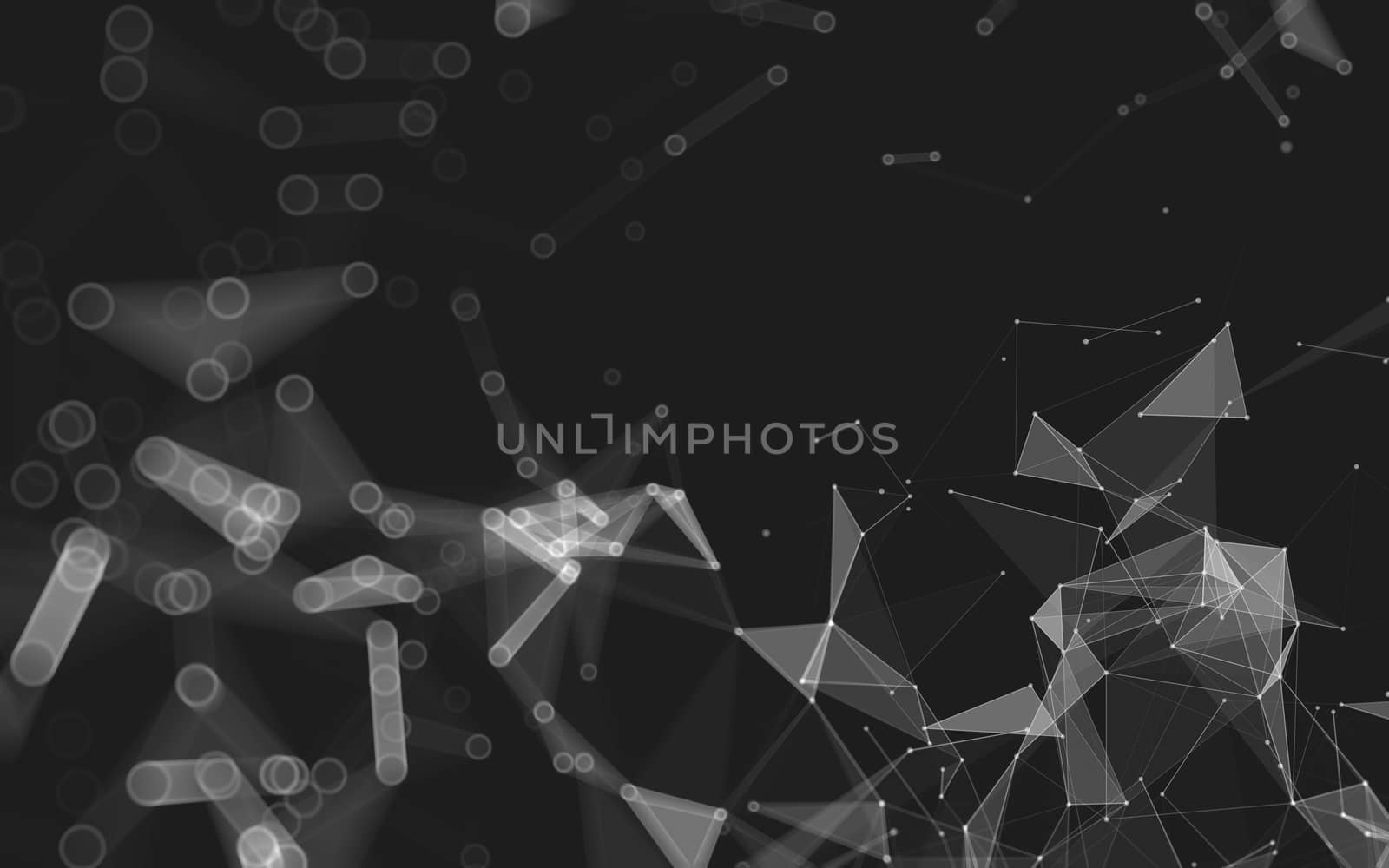 Abstract polygonal space low poly dark background with connecting dots and lines. Connection structure. 3d rendering