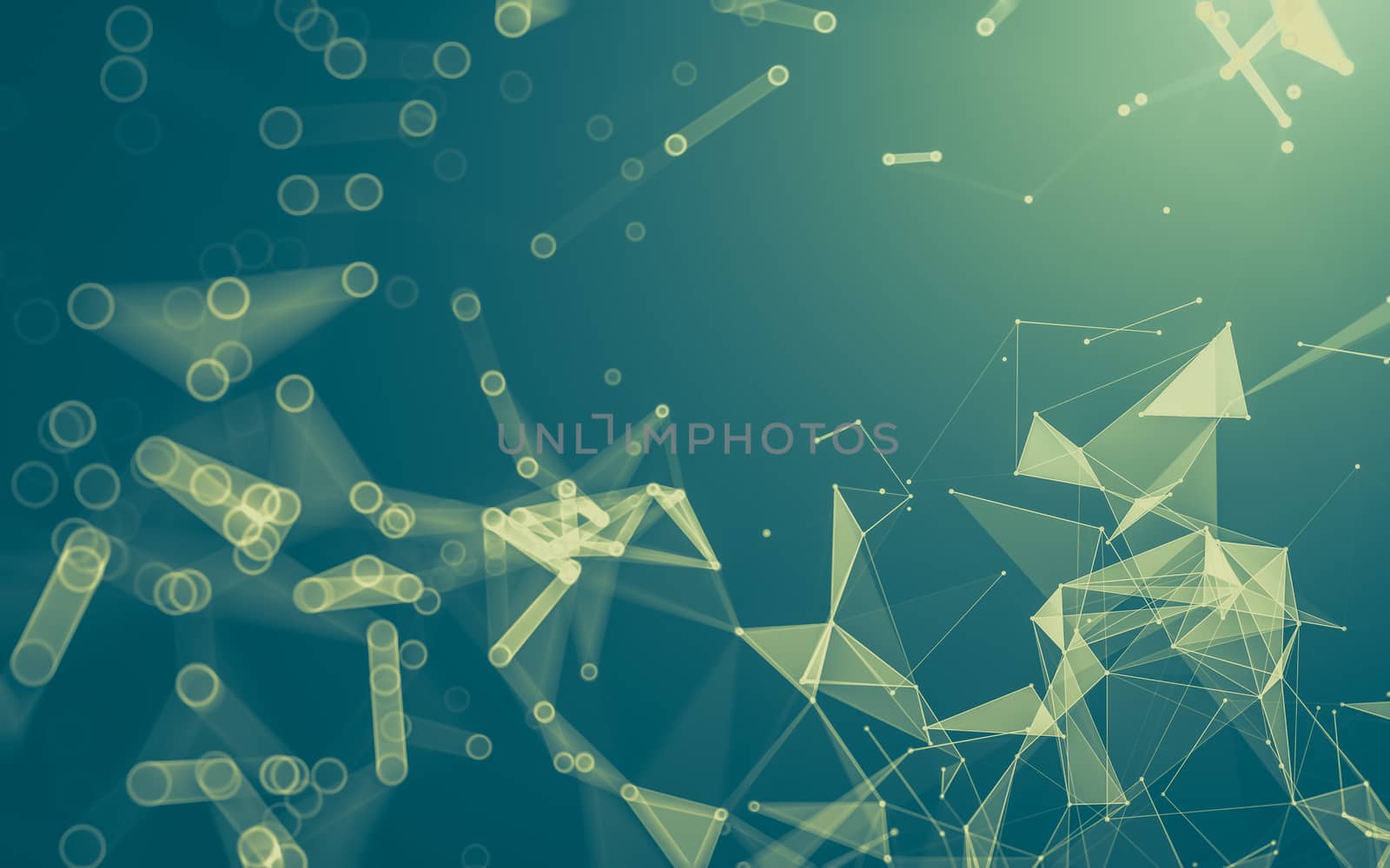 Abstract polygonal space low poly dark background with connecting dots and lines. Connection structure. 3d rendering