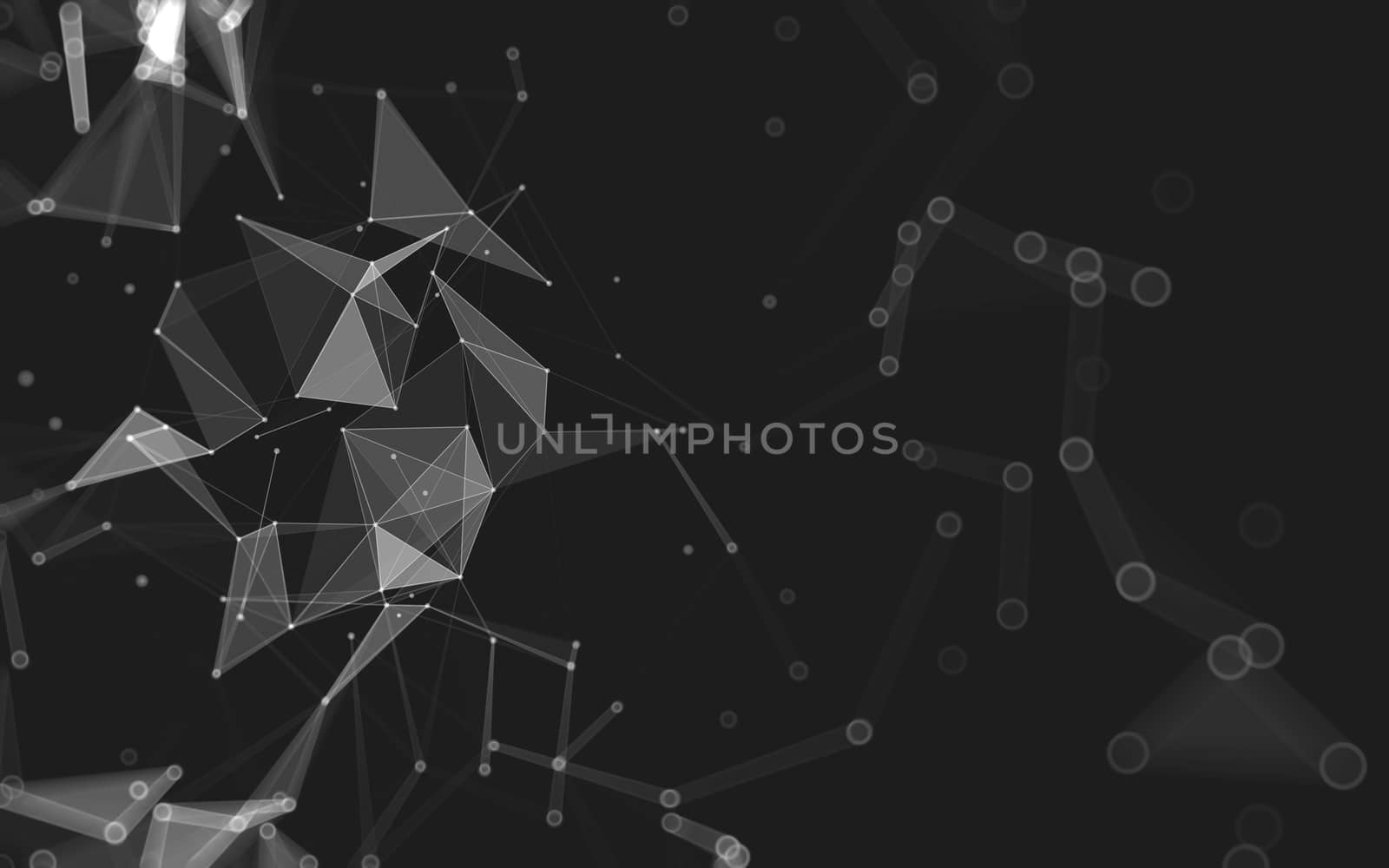 Abstract polygonal space low poly dark background with connecting dots and lines. Connection structure. 3d rendering