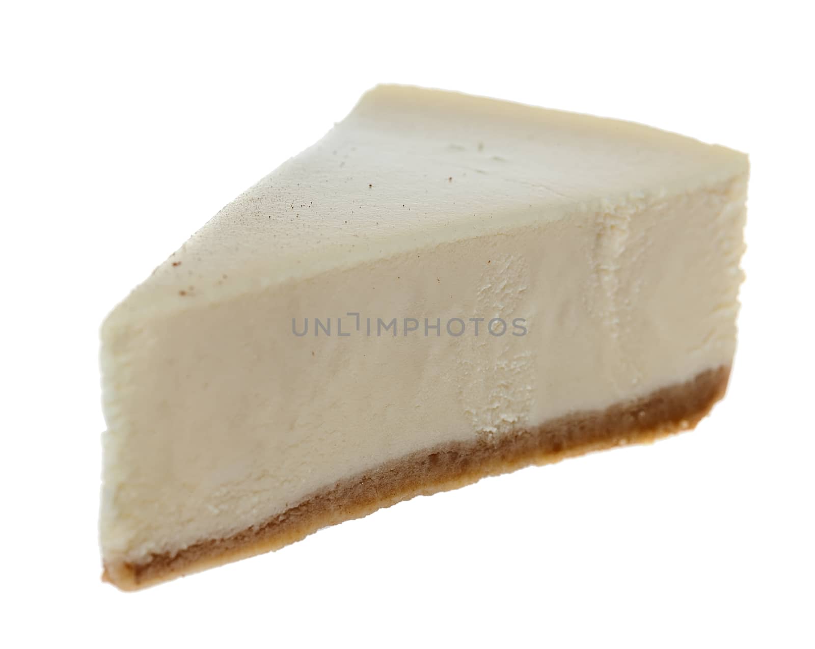 Single tasty Cheesecake slice isolated on white background