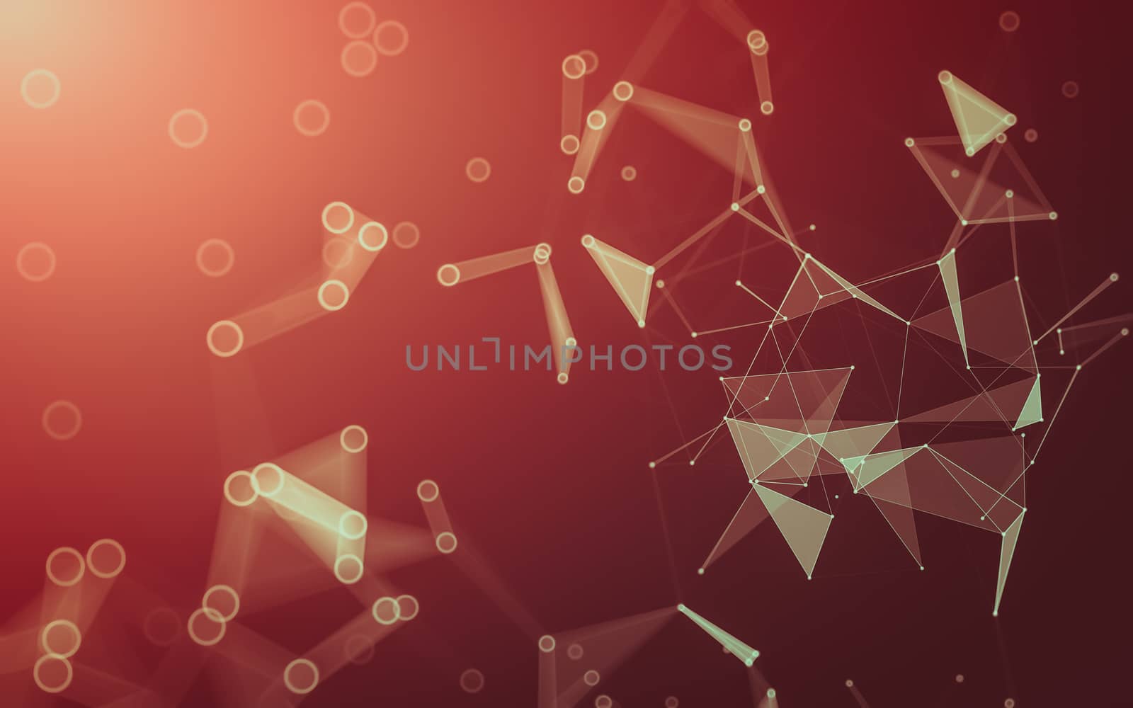 Abstract polygonal space low poly dark background with connecting dots and lines. Connection structure. 3d rendering