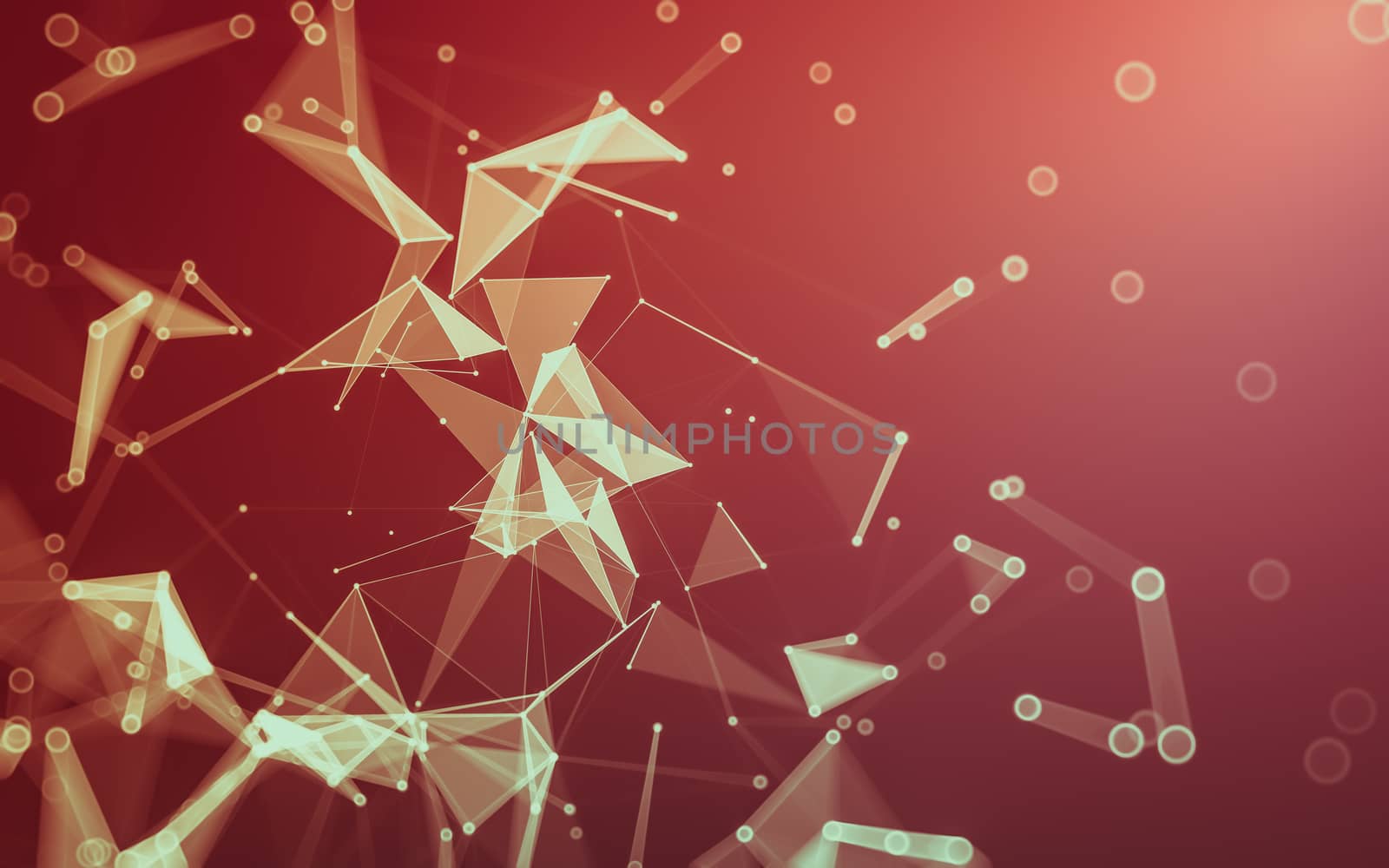 Abstract polygonal space low poly dark background, 3d rendering by teerawit