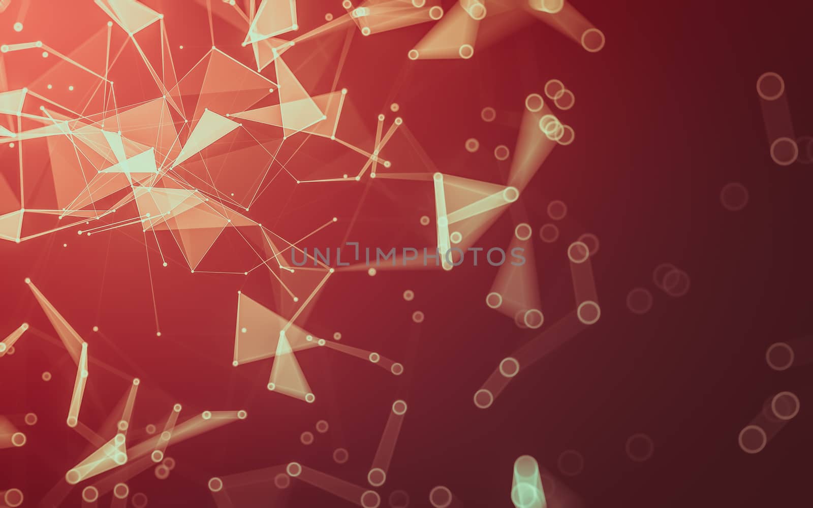 Abstract polygonal space low poly dark background with connecting dots and lines. Connection structure. 3d rendering