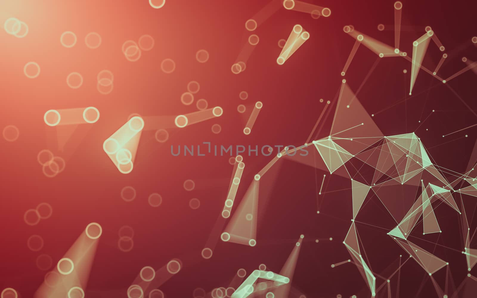 Abstract polygonal space low poly dark background, 3d rendering by teerawit