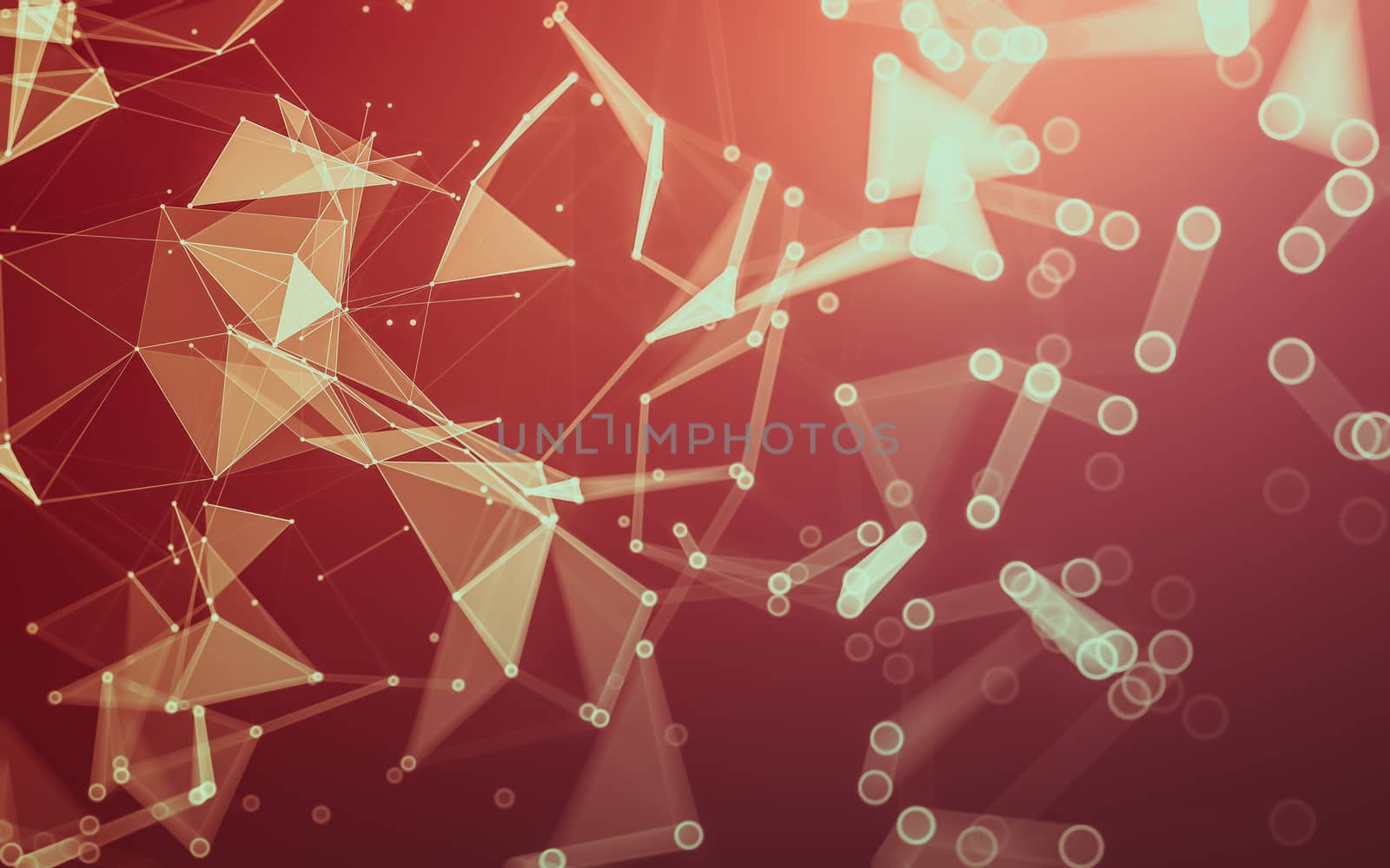 Abstract polygonal space low poly dark background with connecting dots and lines. Connection structure. 3d rendering