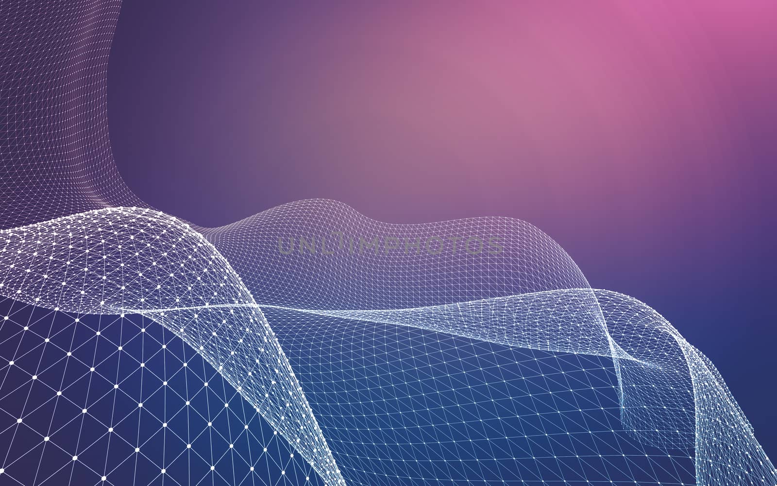 Abstract polygonal space low poly dark background with connecting dots and lines. Connection structure. 3d rendering