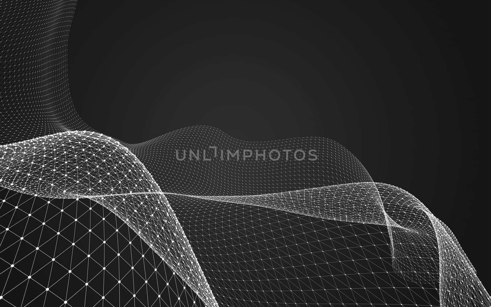 Abstract polygonal space low poly dark background, 3d rendering by teerawit