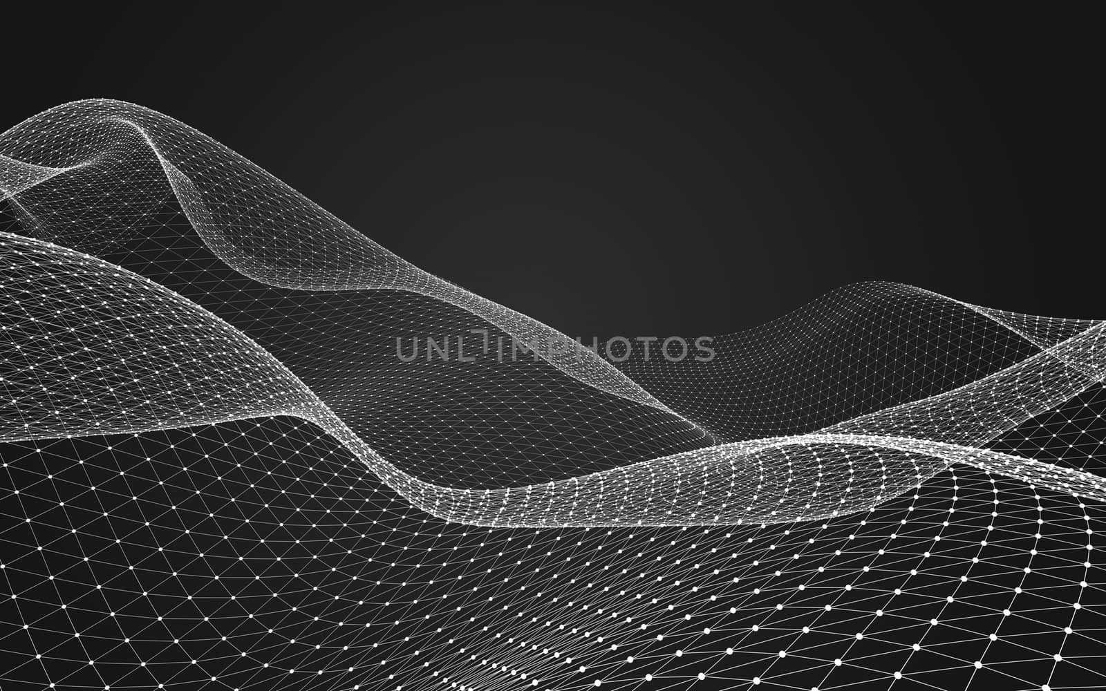 Abstract polygonal space low poly dark background, 3d rendering by teerawit