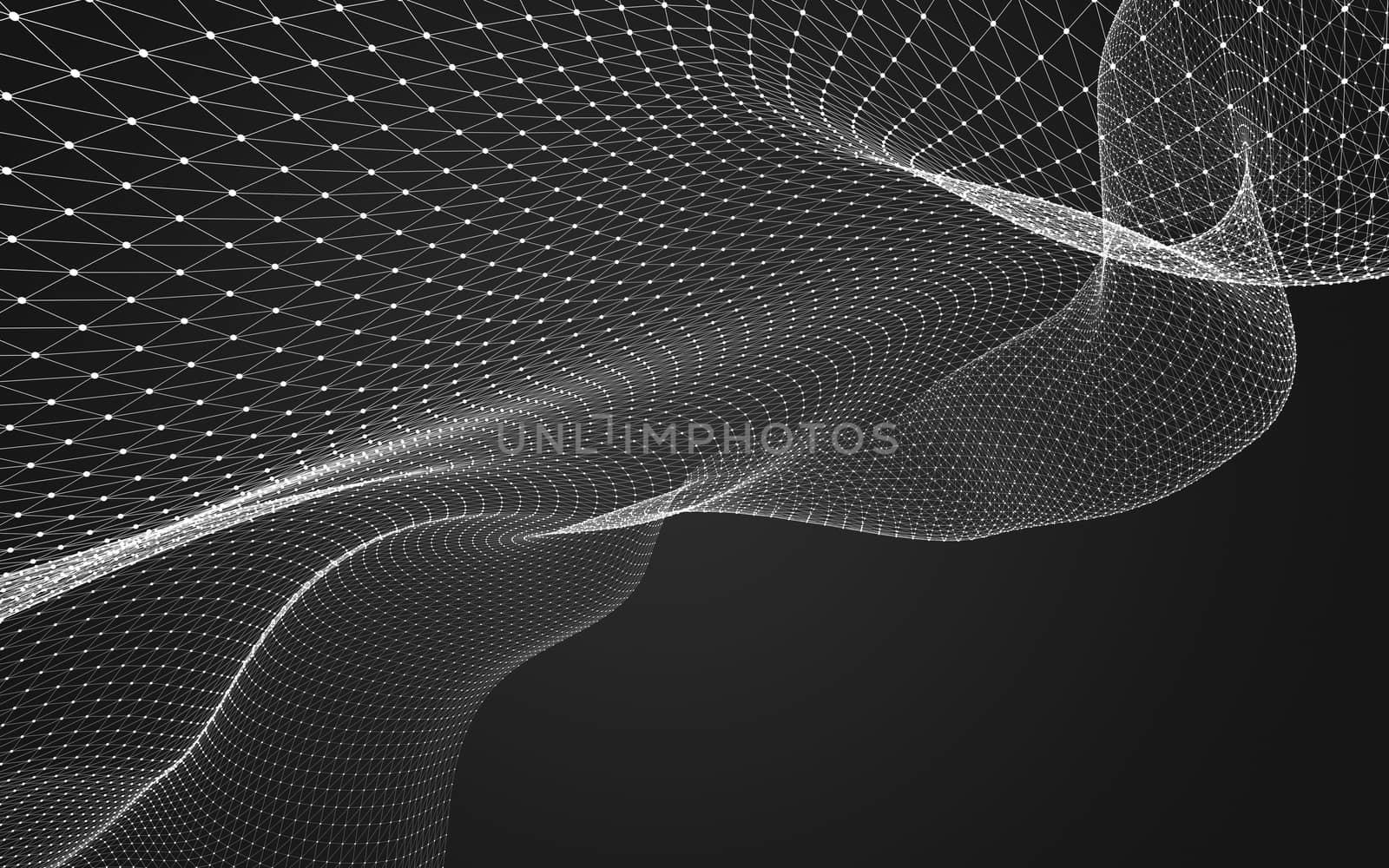 Abstract polygonal space low poly dark background, 3d rendering by teerawit