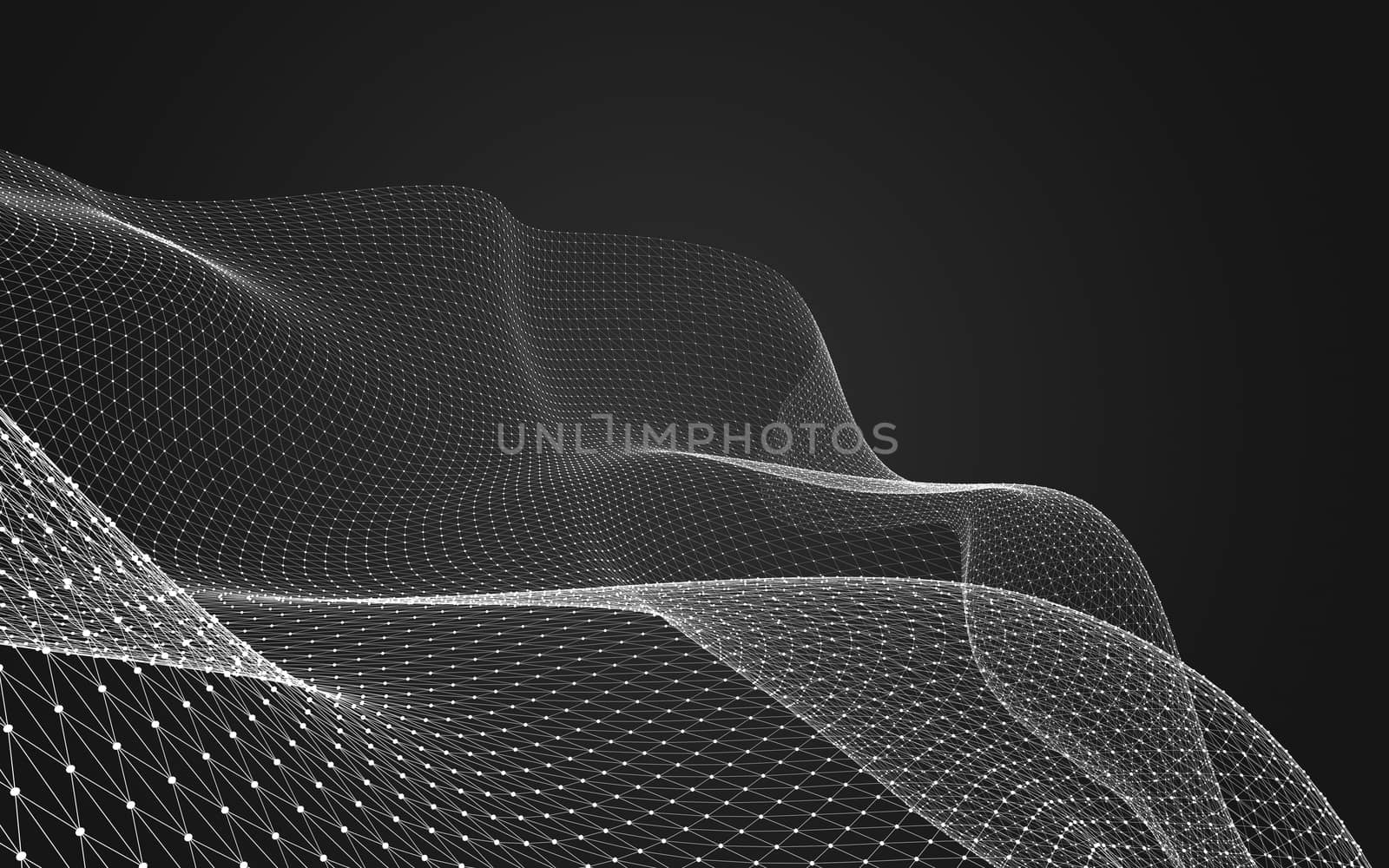 Abstract polygonal space low poly dark background, 3d rendering by teerawit