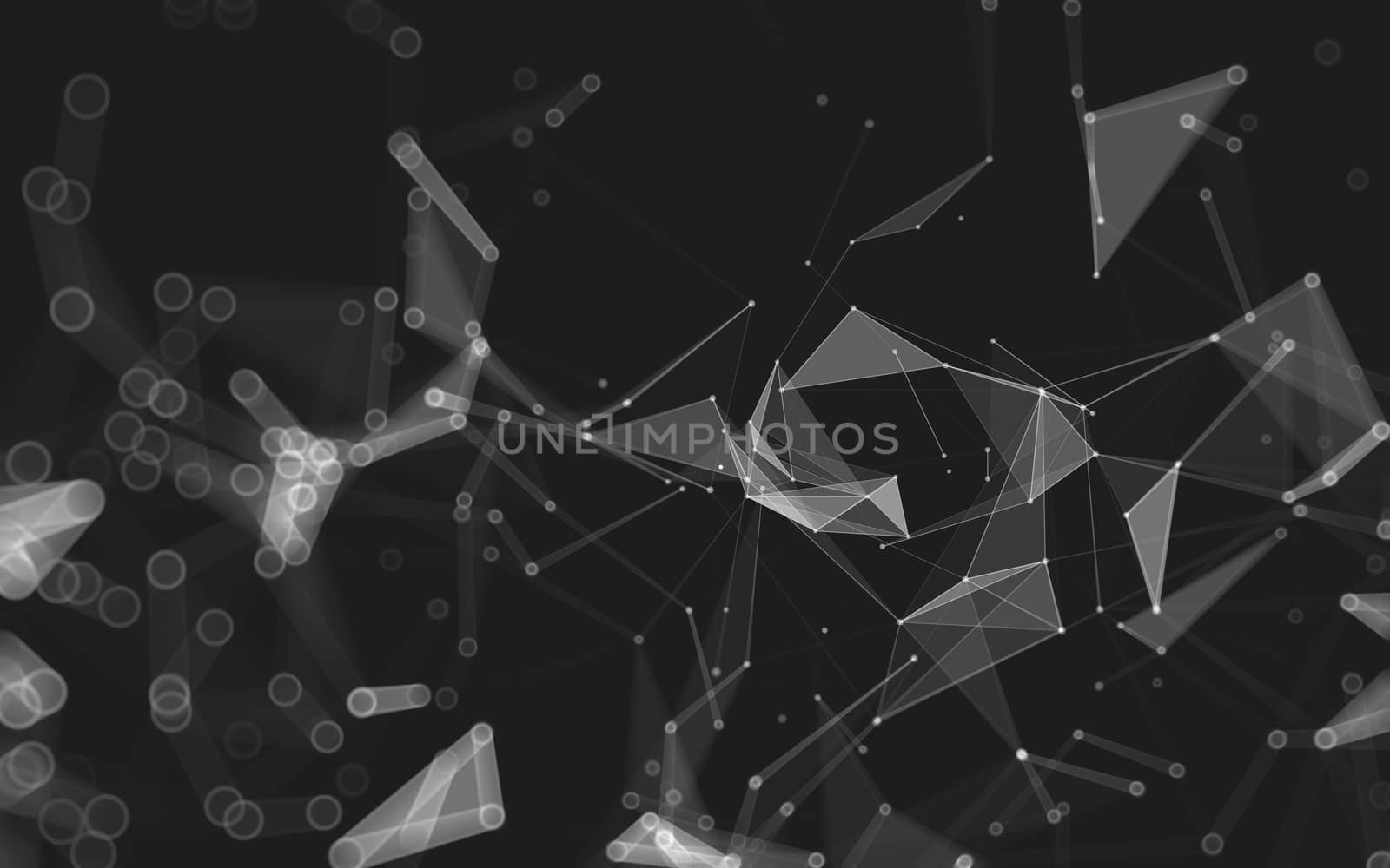 Abstract polygonal space low poly dark background, 3d rendering by teerawit