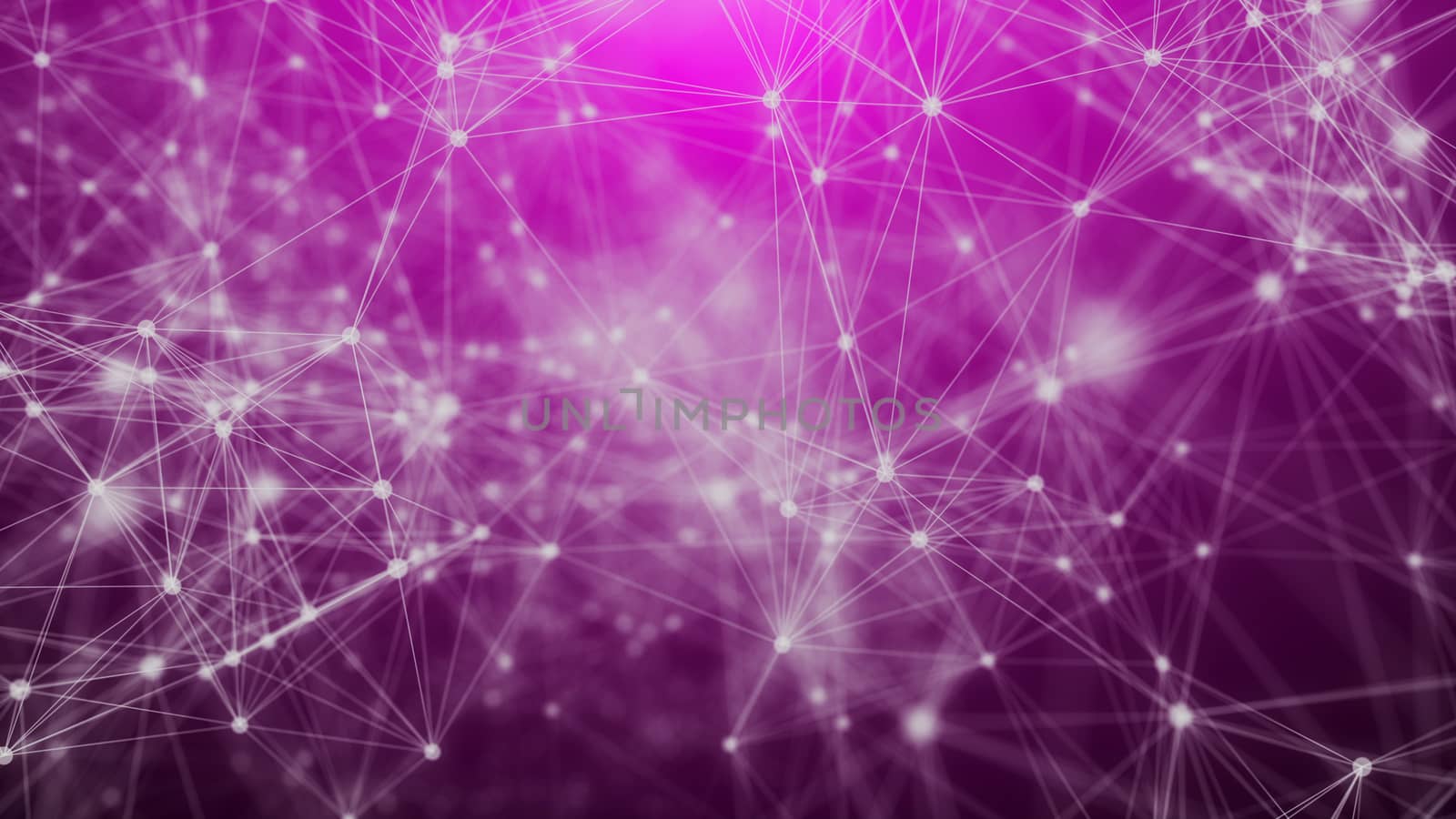 An astonishing 3d rendering of a network of abstract geometric triangles and nodes making some programming communication system. They are connected in the light blue background.