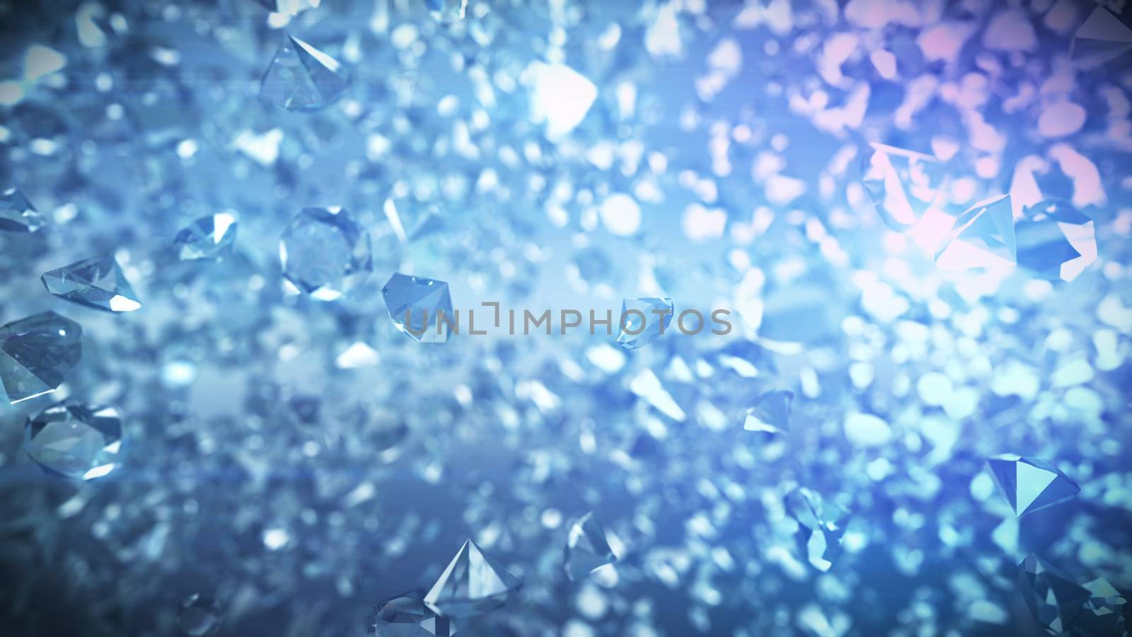An impressive 3d image of a huge number of multicarat diamonds shining with white and blue sparkles. They fly together and attract us with their luxurious beauty and crazy prices.