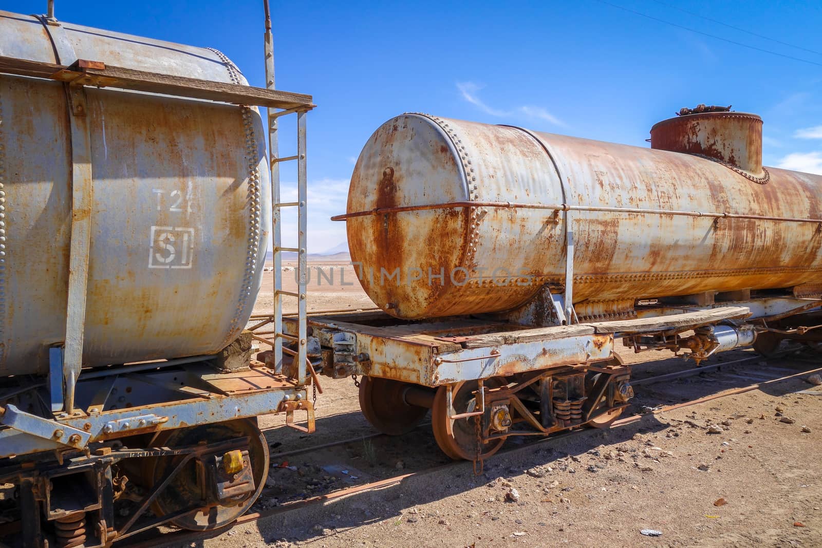 Old train station in Bolivia desert by daboost