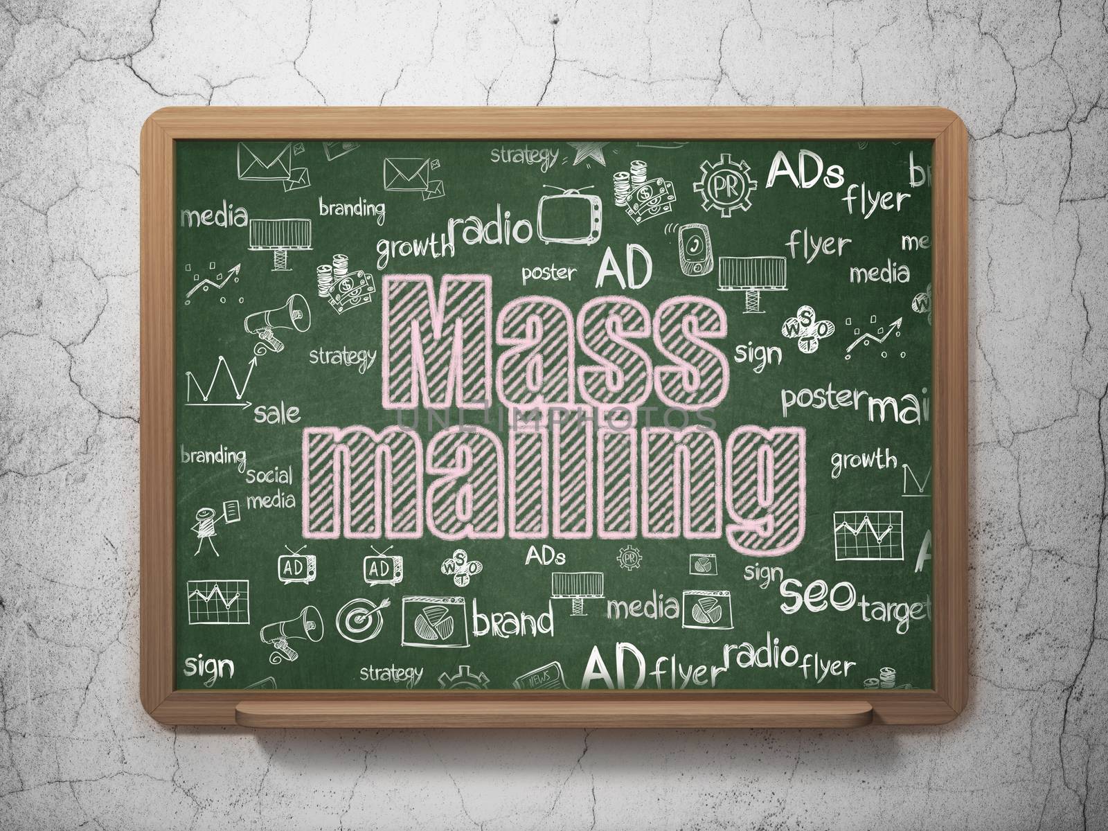 Marketing concept: Mass Mailing on School board background by maxkabakov