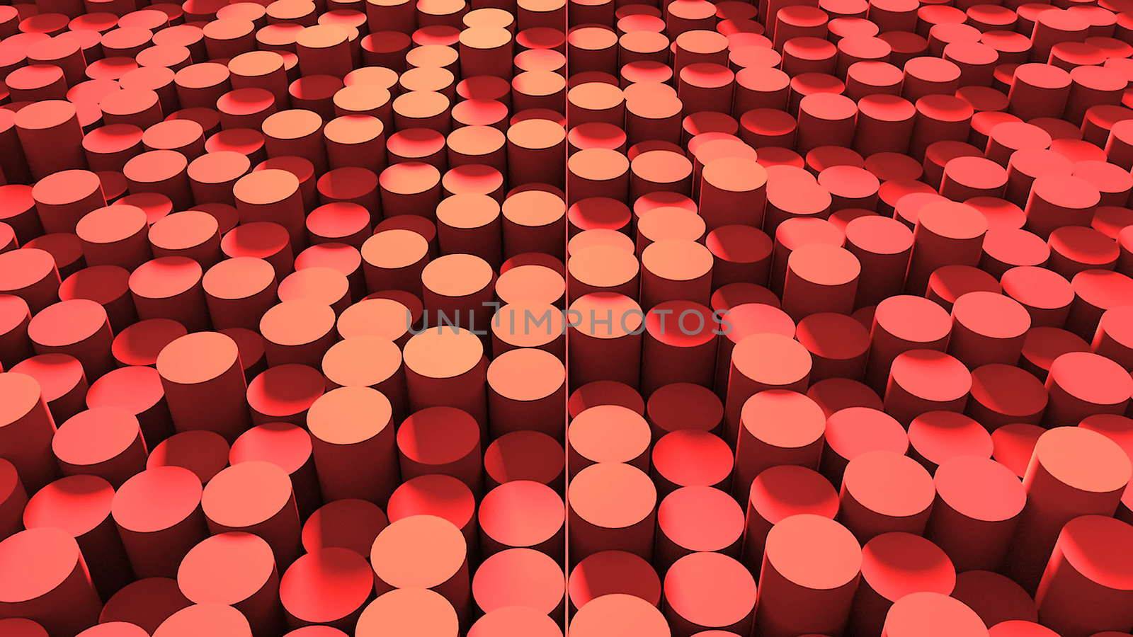 Abstract background with cylinders. Digital illustration. 3d rendering