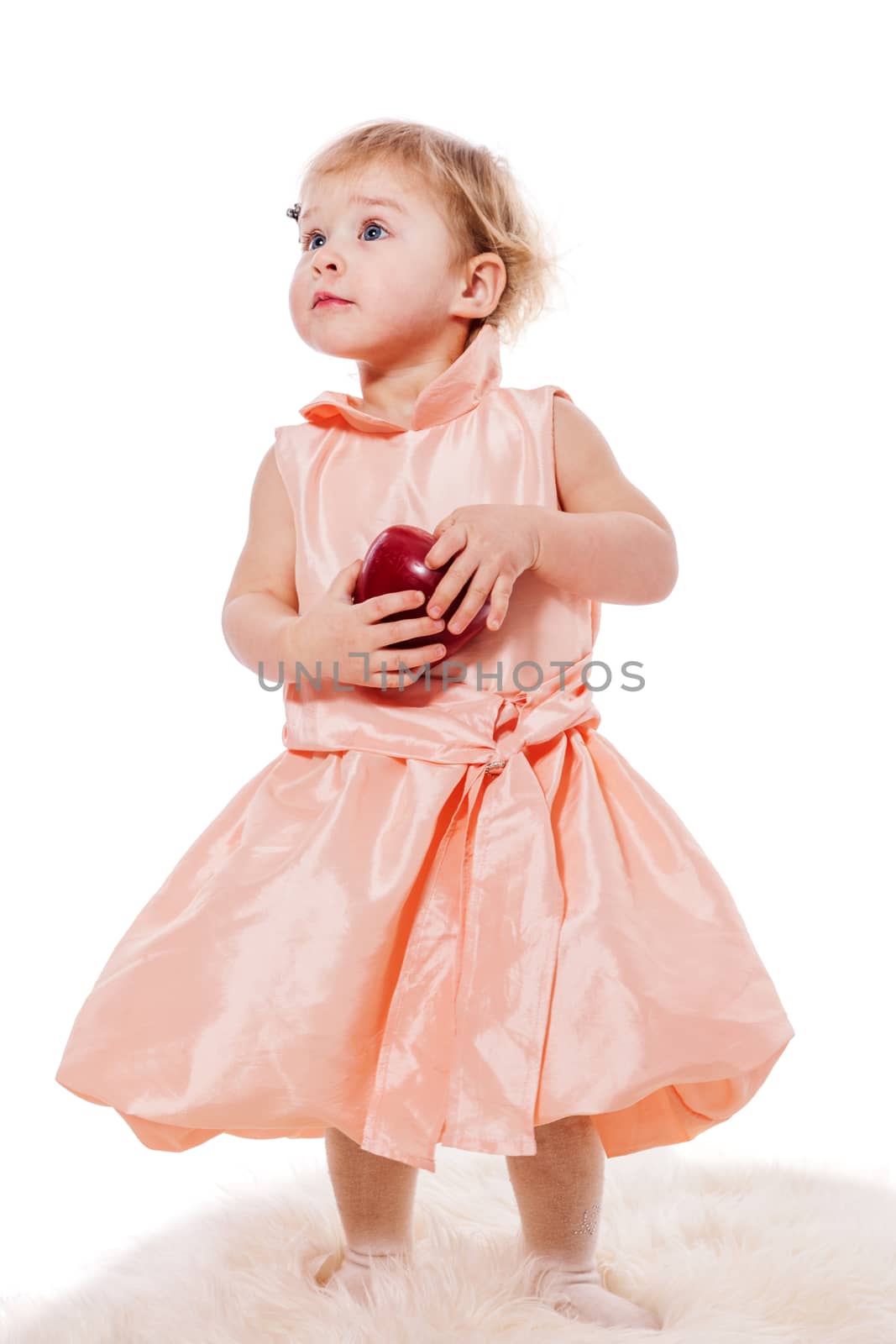 Portrait of cute happy little girl isolated on white
