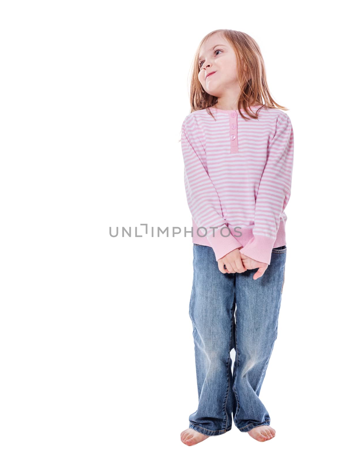 portrait of cheerful  Little Girl isolated on white