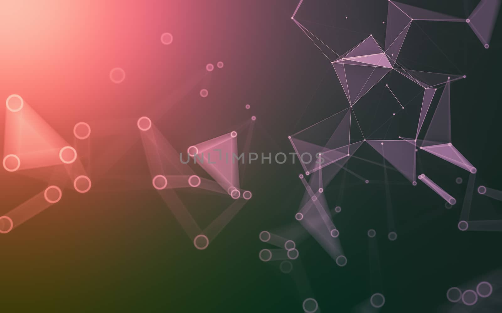 Abstract polygonal space low poly dark background, 3d rendering by teerawit