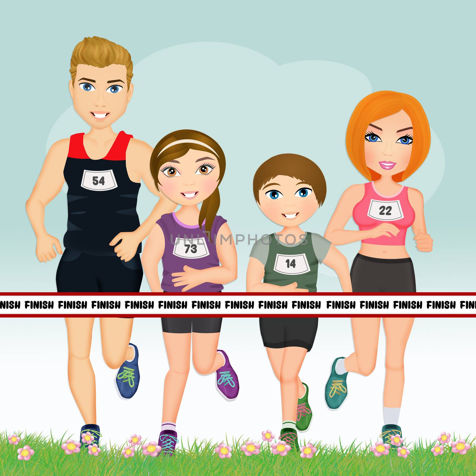 illustration of family runs