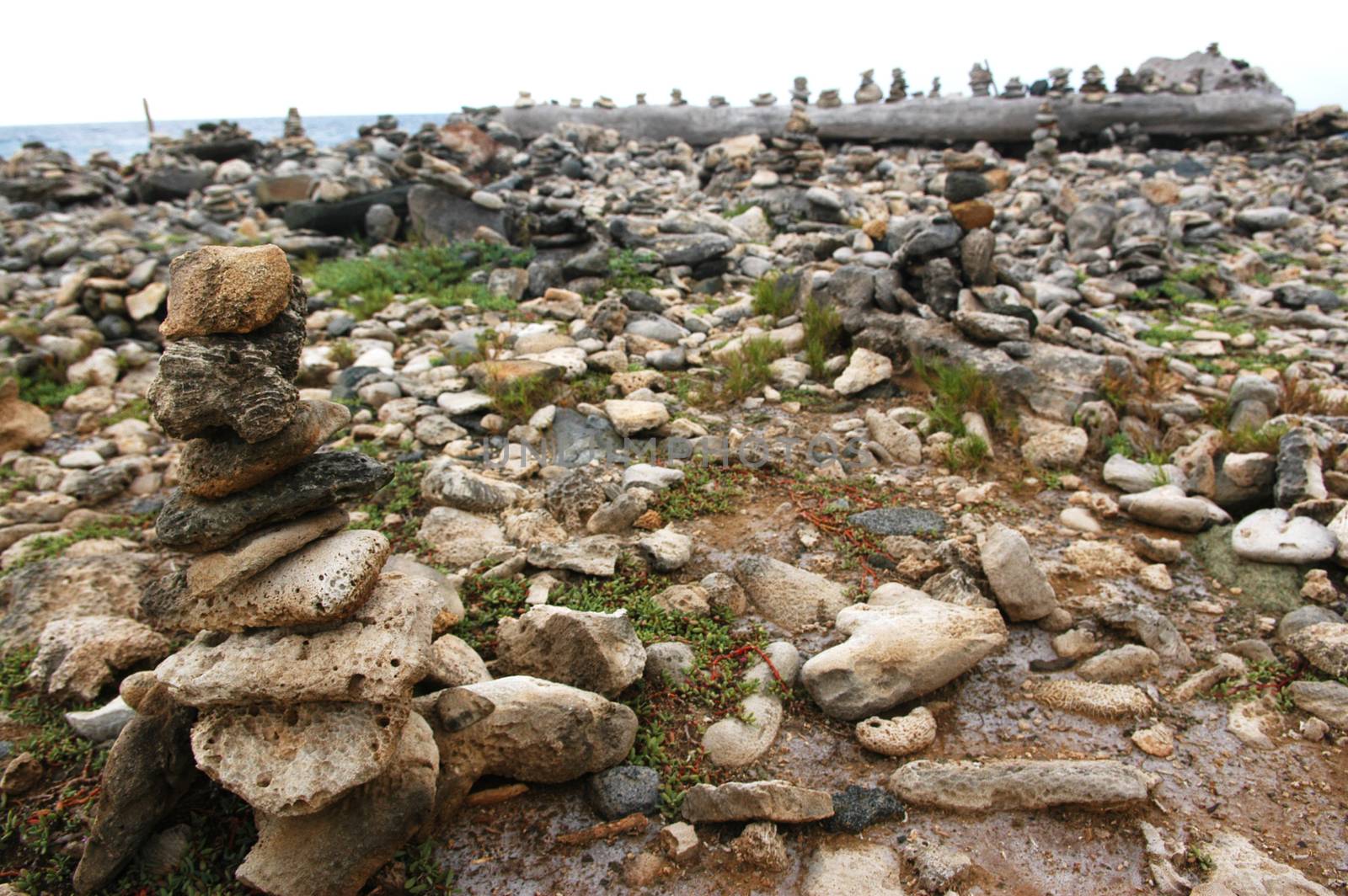 Close up view on many wishing stones