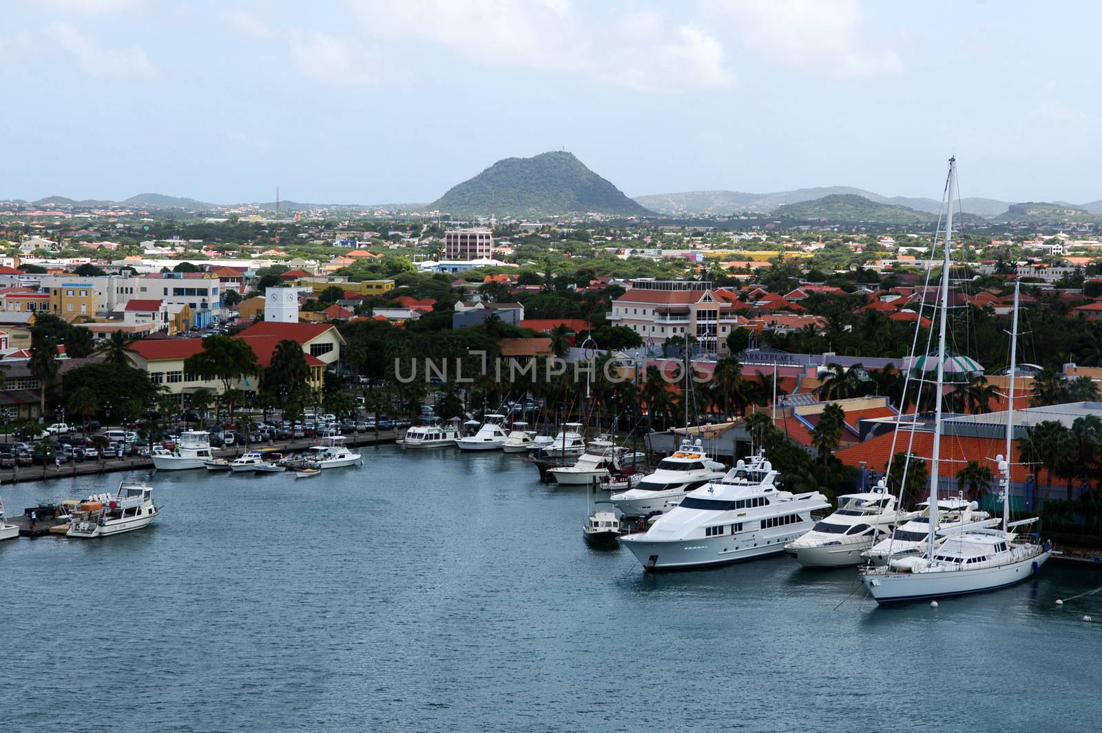 The port of Oranjestad, the currently main commercial harbor of Aruba, is situated on the south-western end of the island.