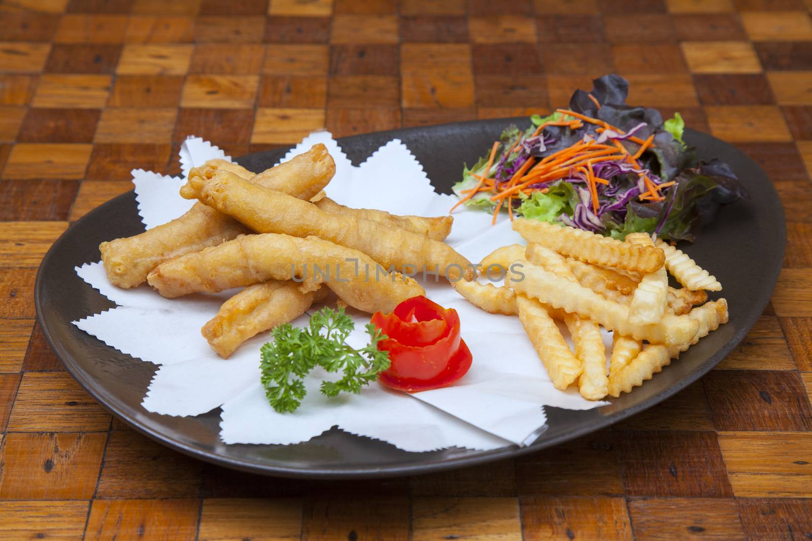  Mahi fish and chips with French fries  by jee1999