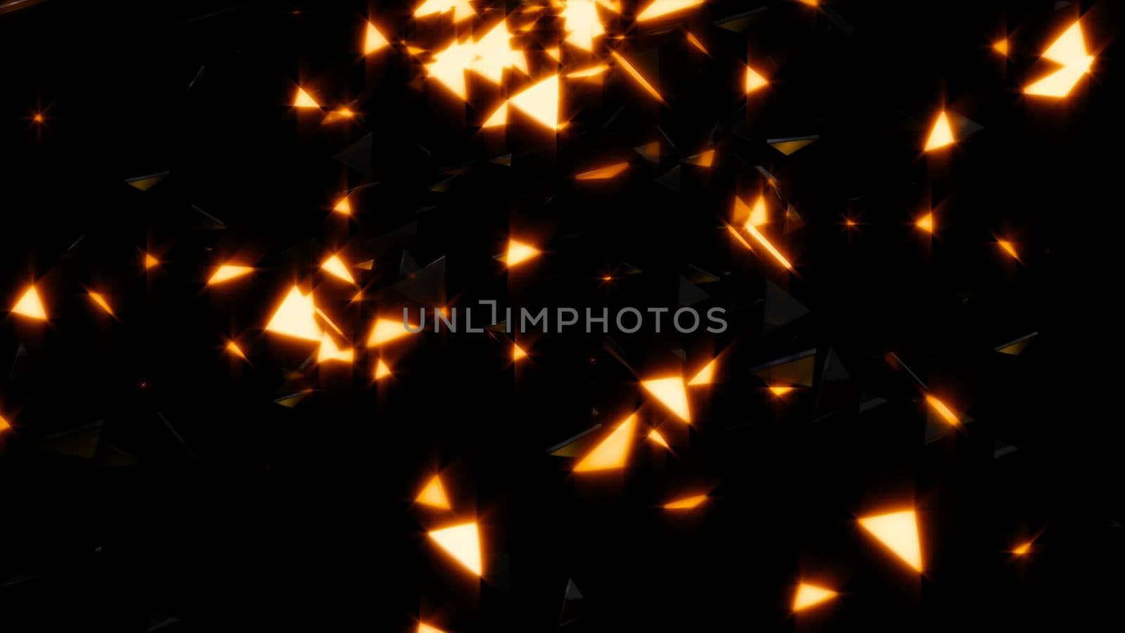 Abstract background with gold particles and shapes. 3d rendering