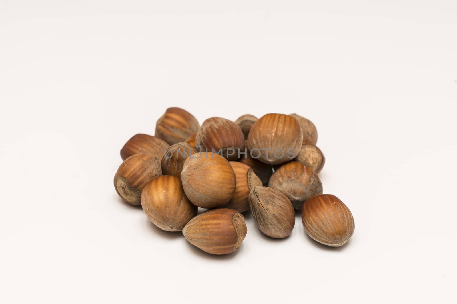hazelnuts on a white background